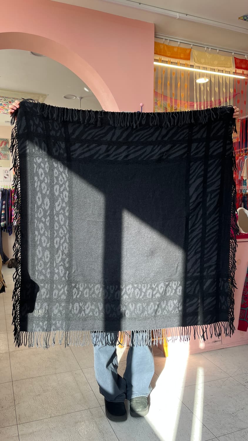 빈티지 호피 애니멀 프린팅 프린지 패브릭 상품이미지1