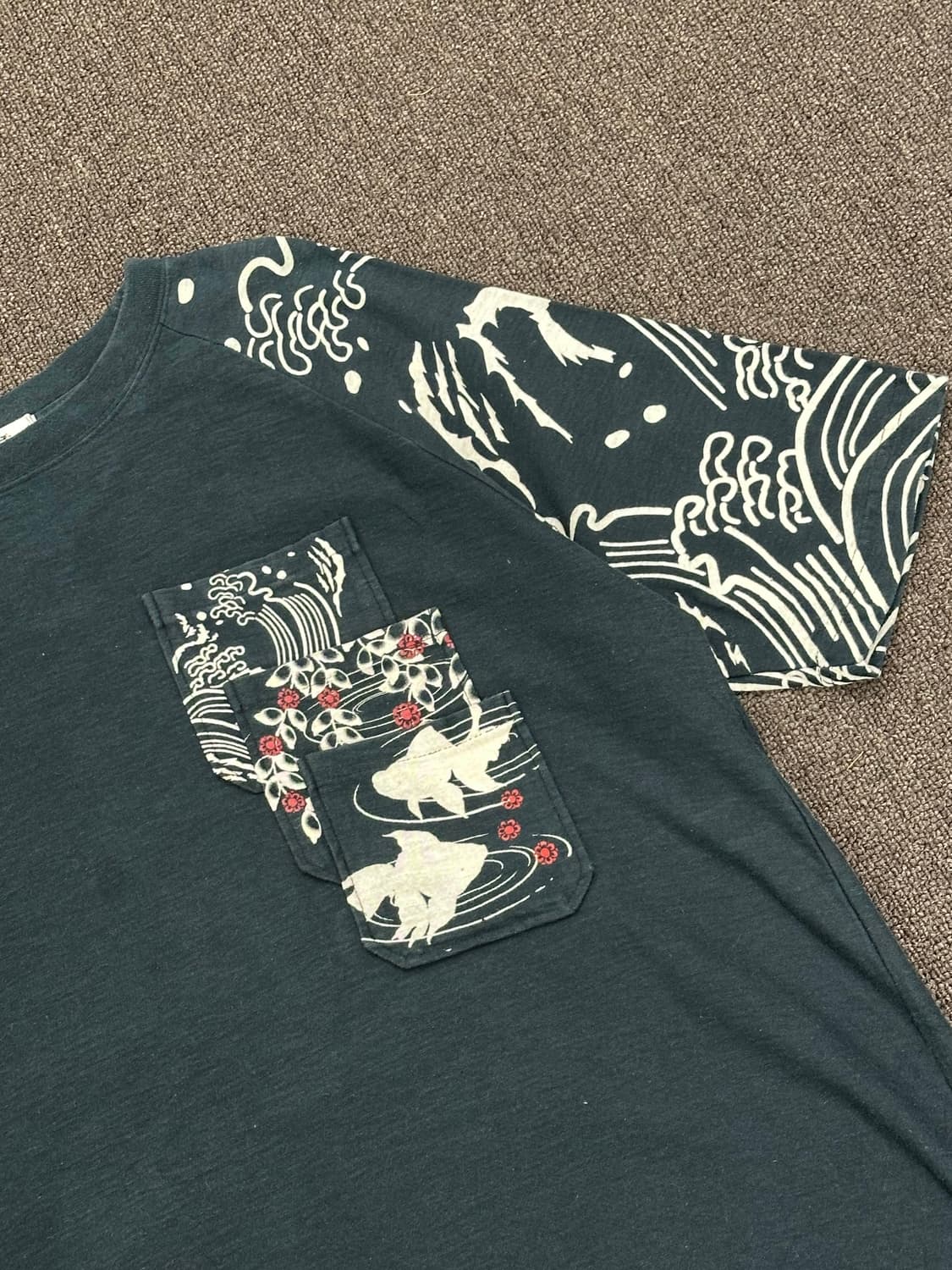 XL)카라쿠리 타마시 빈티지 오리엔탈 프린팅 포켓 반팔 상품이미지2