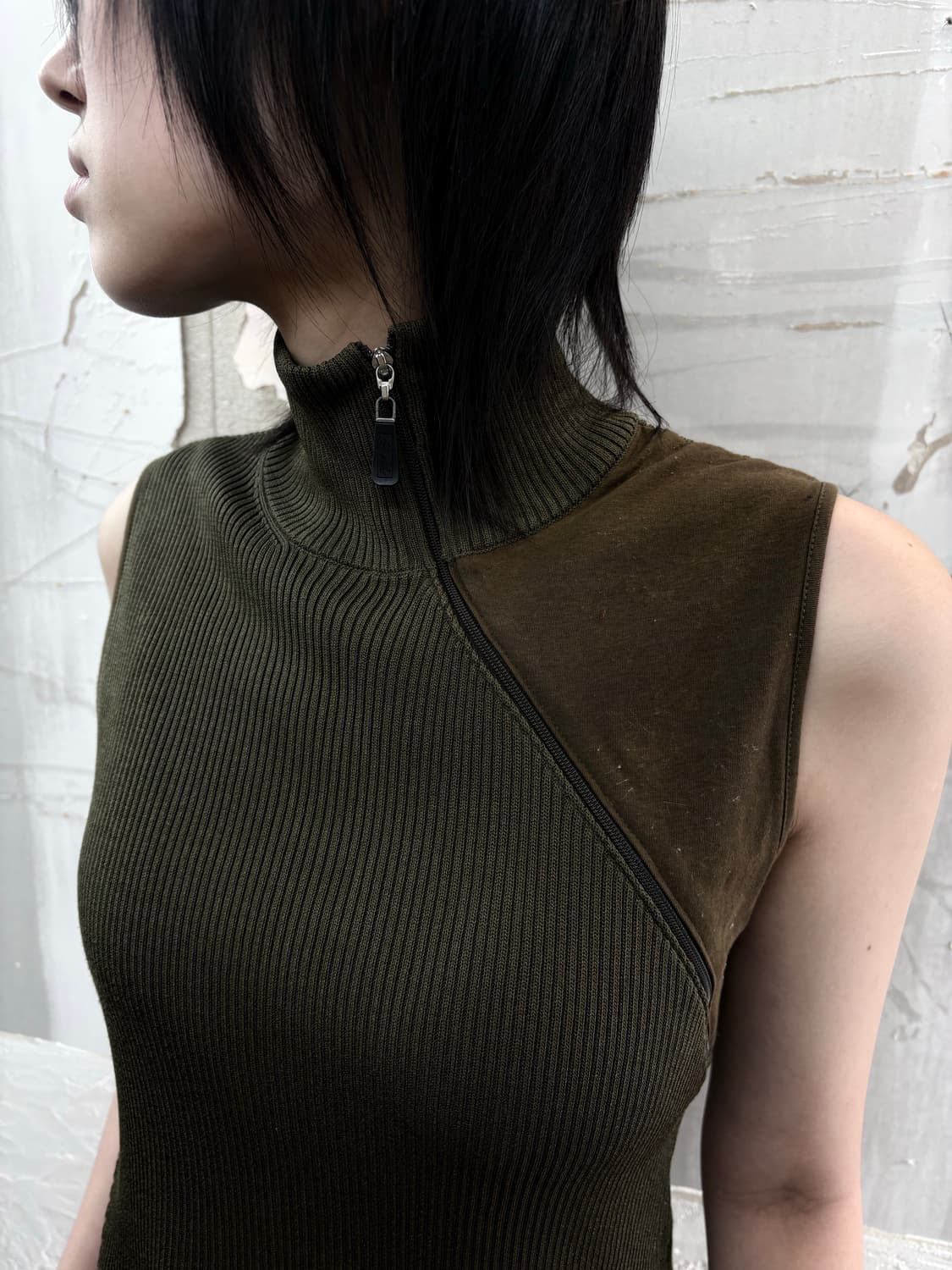 khaki zipper sleeveless 상품이미지4