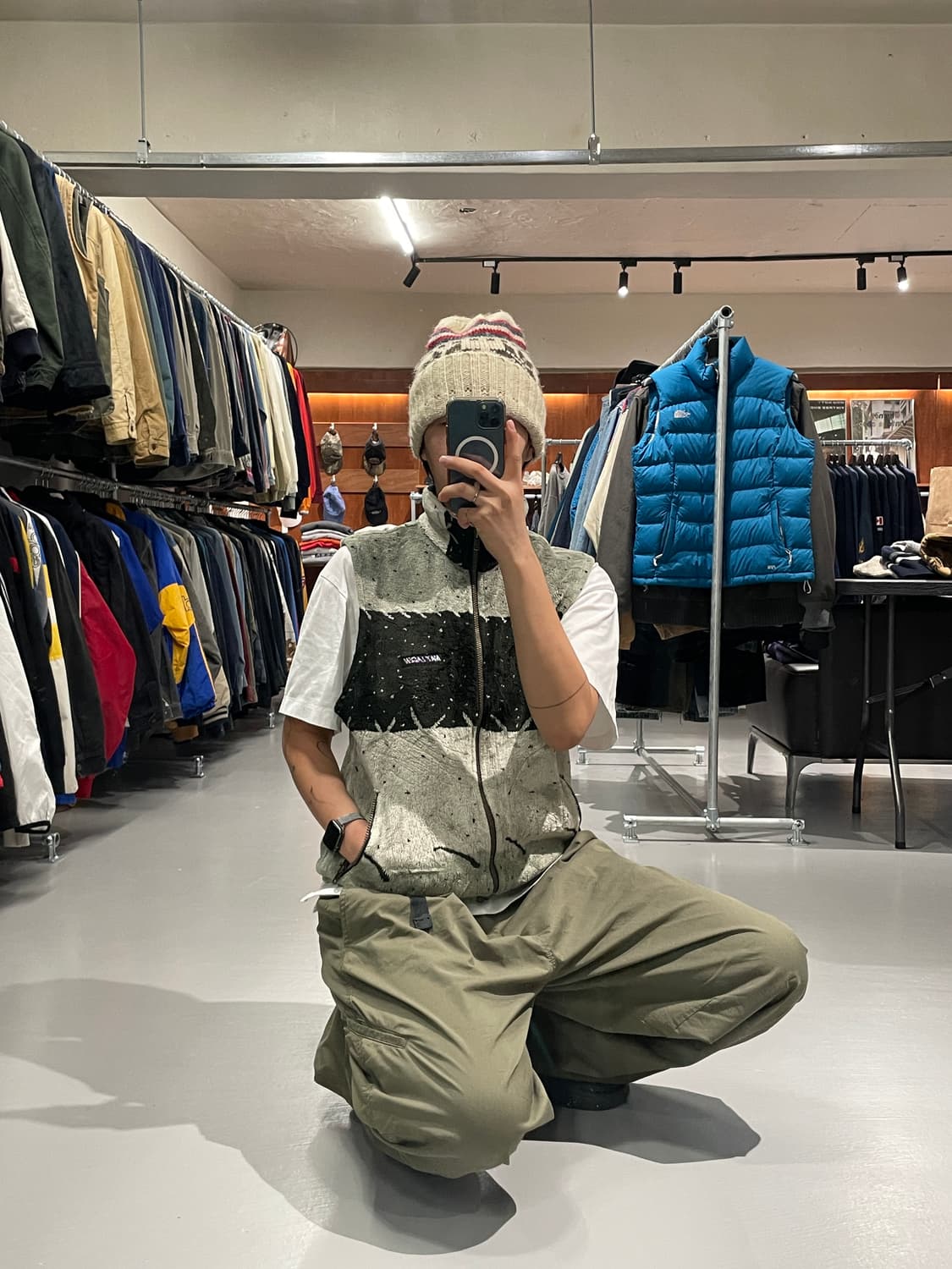 빈티지 패턴 플리스 조끼   상품이미지3