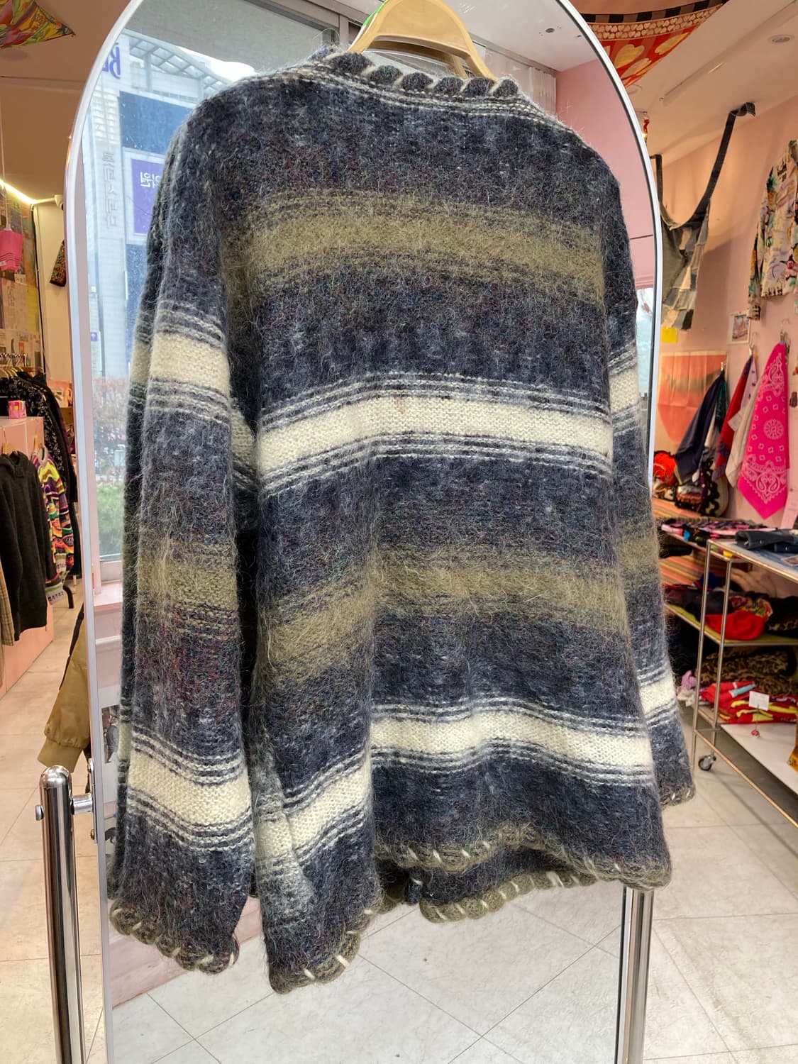 빈티지 네이비 스트라이프 버튼 가디건 상품이미지5