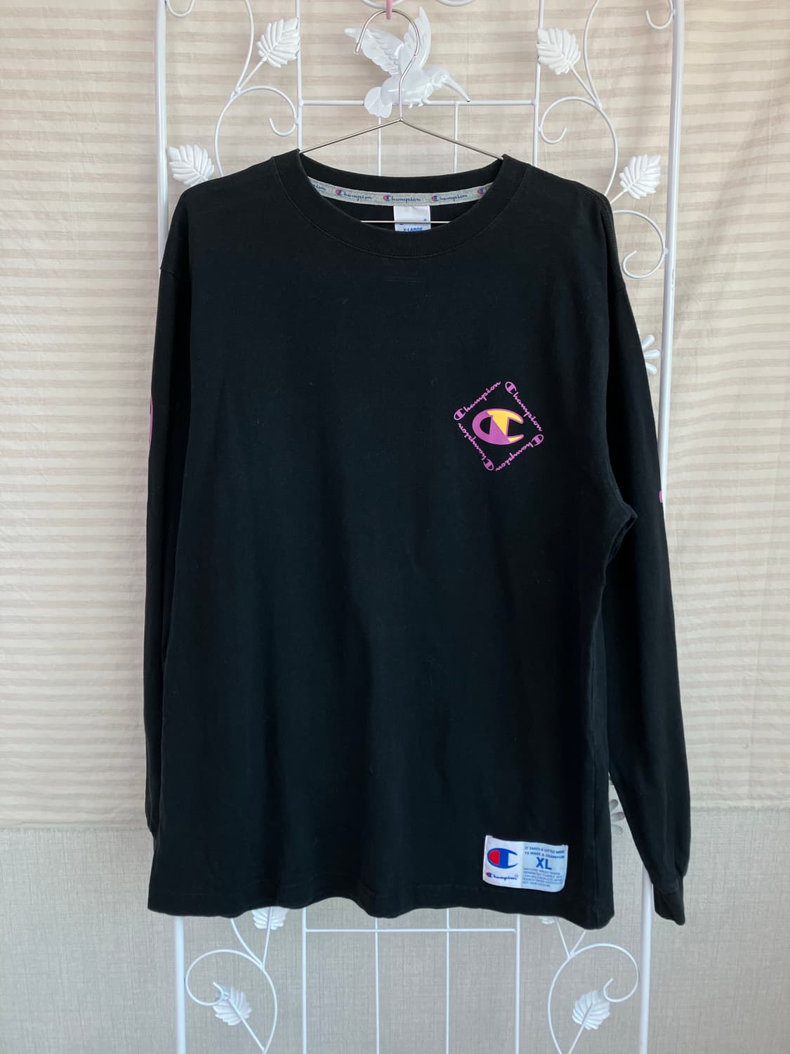 빈티지 챔피언 블랙 프린팅 긴팔 y2k 스트릿 갸루 펑키 일본빈티지547 상품이미지4