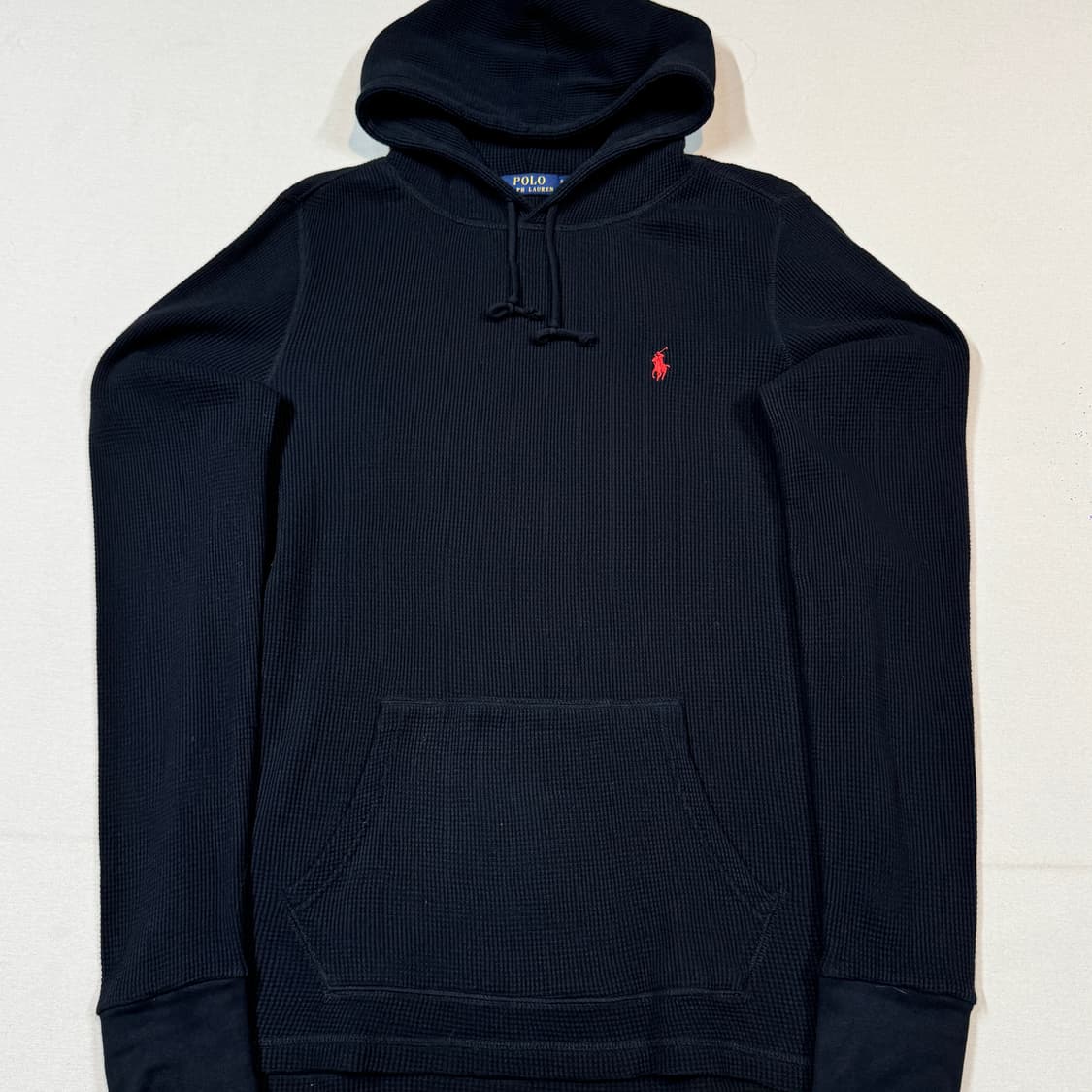 S) 폴로 랄프로렌 써멀 와플 후드티 블랙 상품이미지2