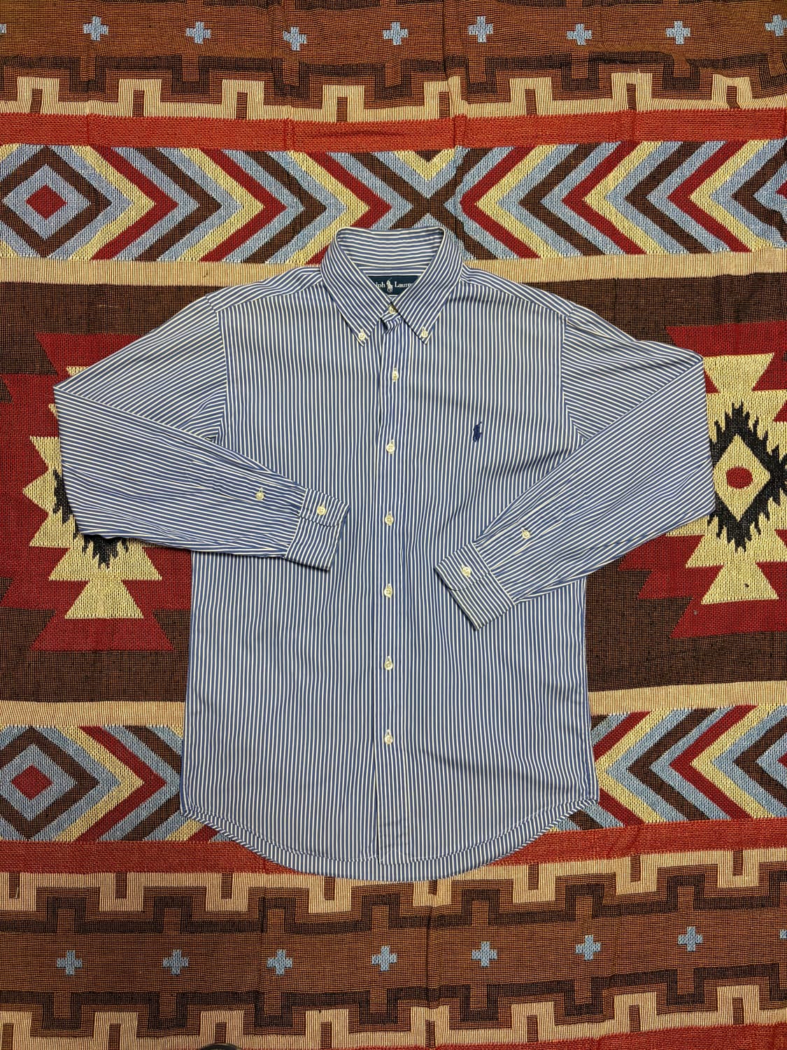 95-100) 폴로 랄프로렌 스트라이프 셔츠 블루 상품이미지1