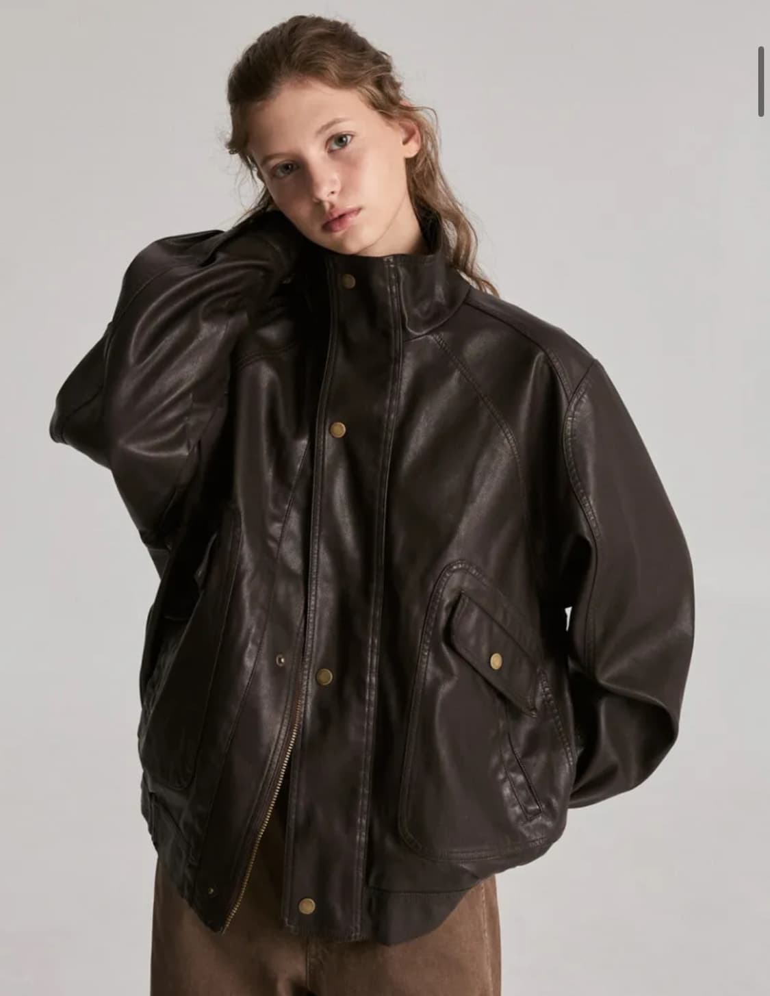 레스아뜰리에 오보 캐주얼 레더블루종 브라운 상품이미지3