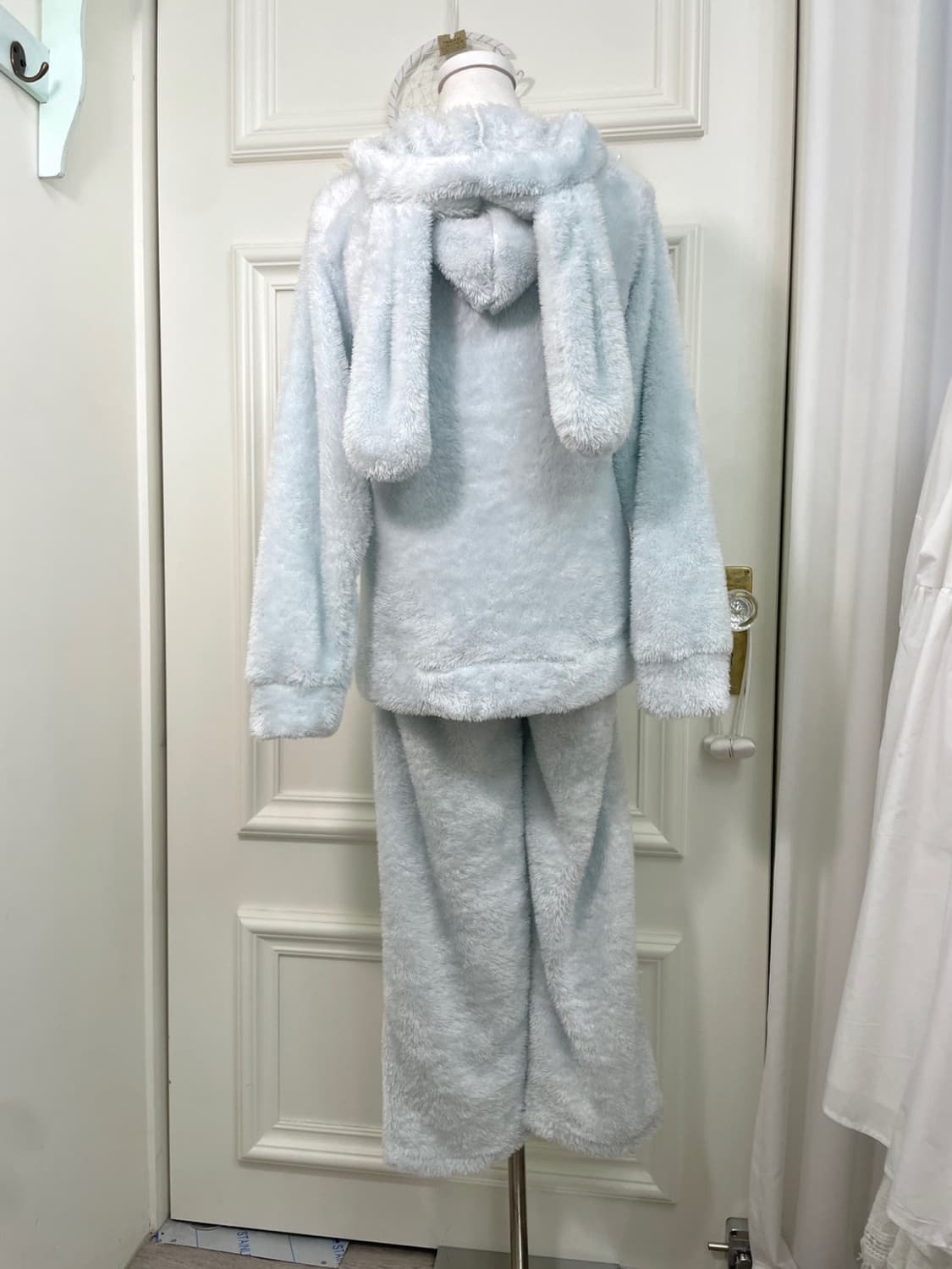 sky-blue rabbit fur hoodie&pants set 상품이미지3