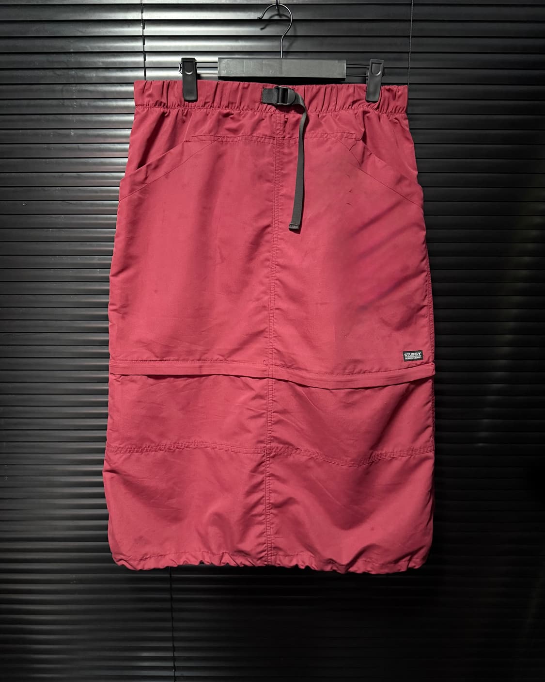 스투시 RANGE ZIP OFF SKIRT 레드 버건디 숏 롱 나일론치마 상품이미지1