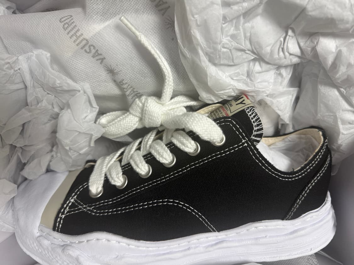 [42]메종 미하라 야스히로 행크 OG 솔 캔버스 로우탑 스니커즈 블랙 상품이미지1