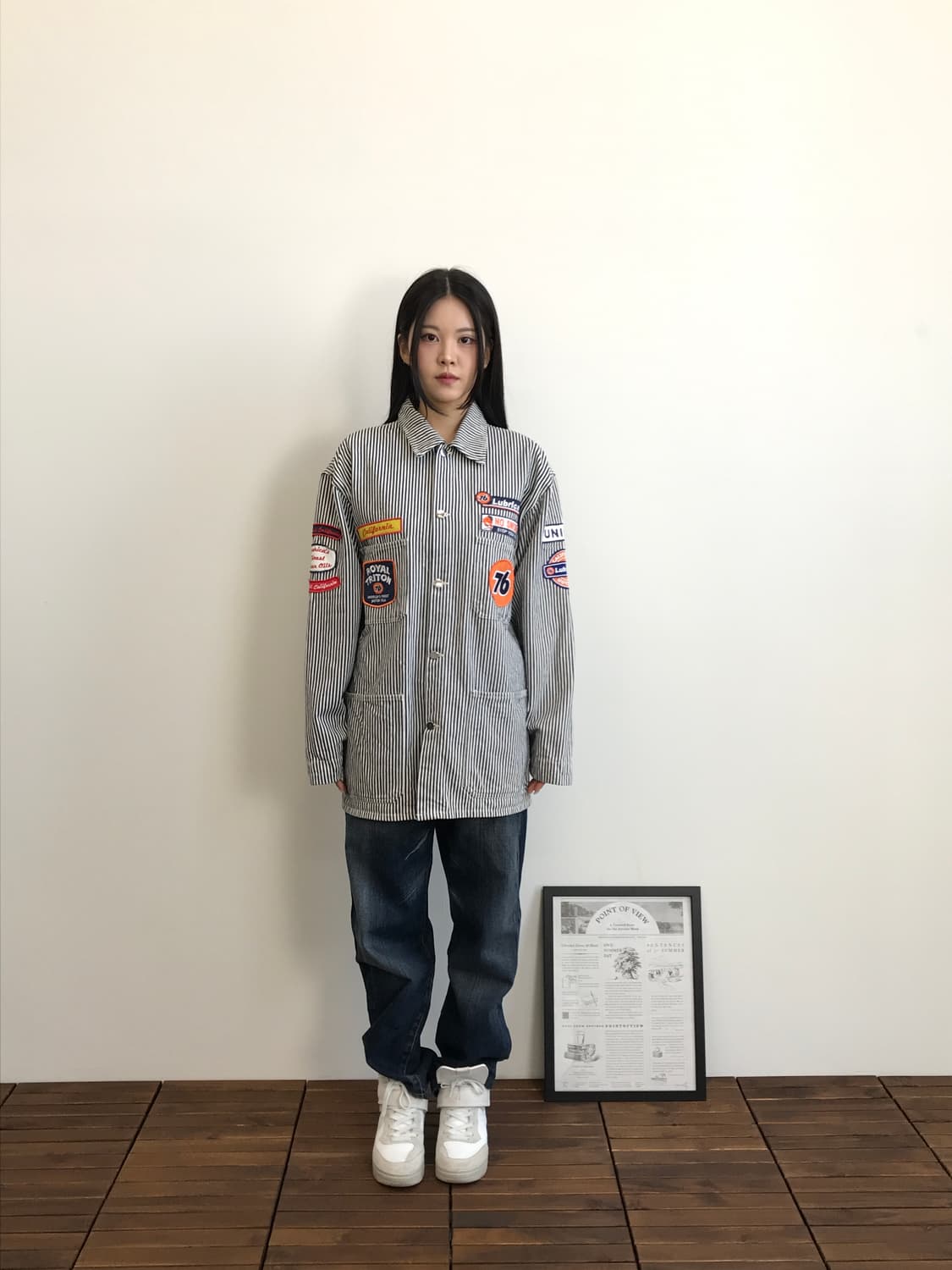Hickory Stripe Work Jacket Patch Coveral 상품이미지1