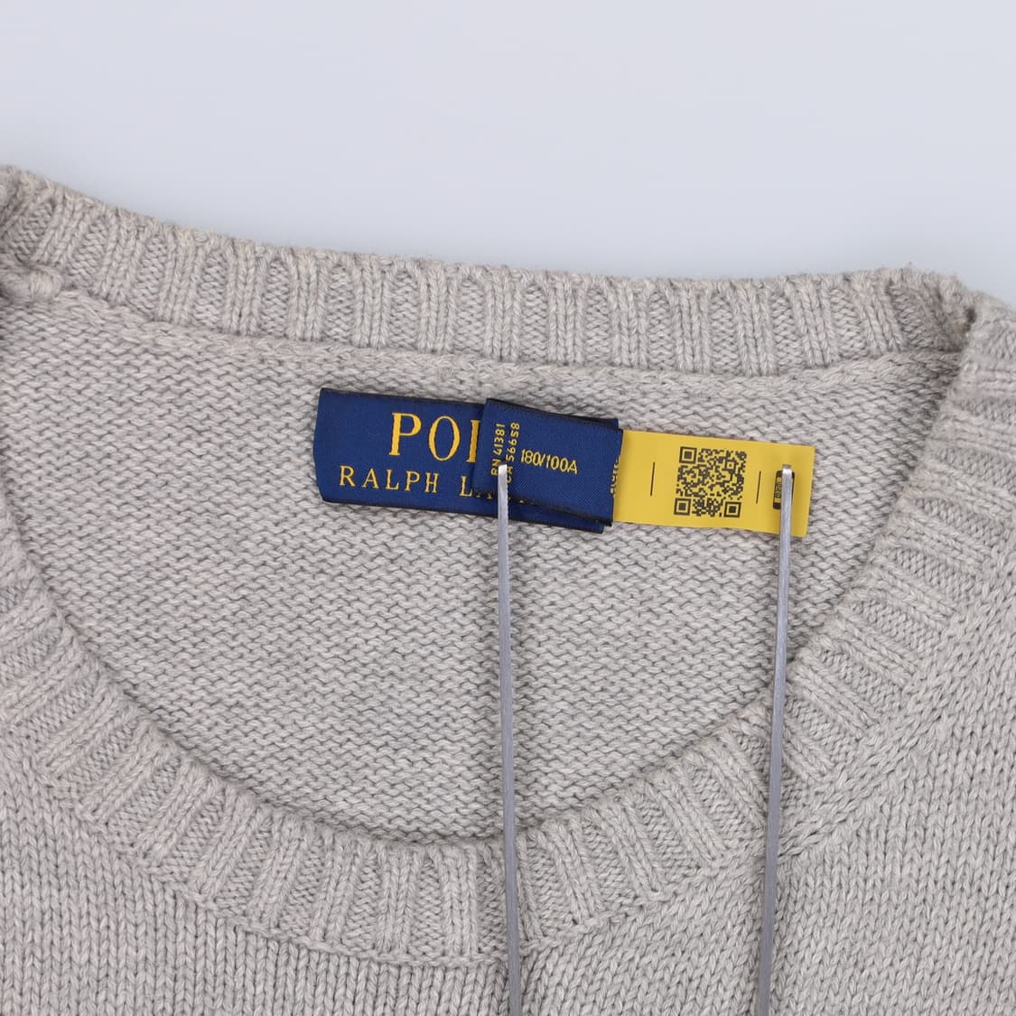 [L] 신형 폴로 QR택 롱슬리브 풀오버 스웨터 니트 회색 3859 상품이미지8
