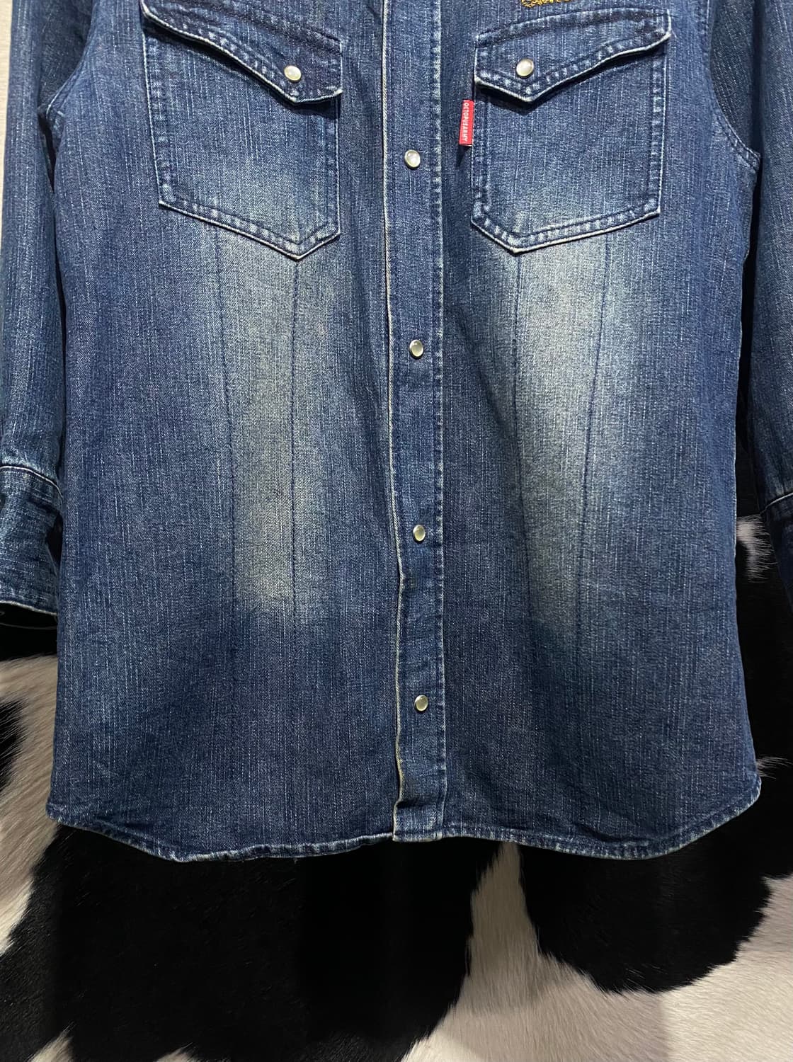 Japanese vtg 자수 디테일 워싱 웨스턴 데님셔츠 상품이미지4