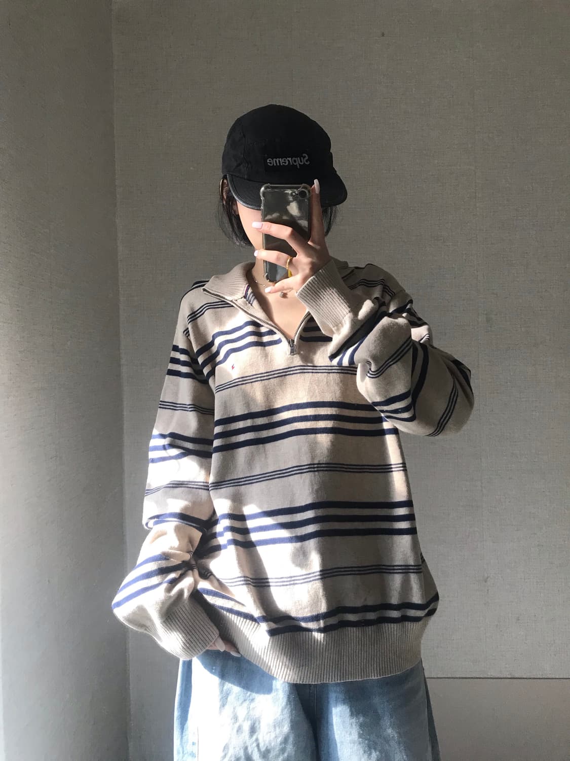 타미힐피거 베이지 니트 반집업 상품이미지5