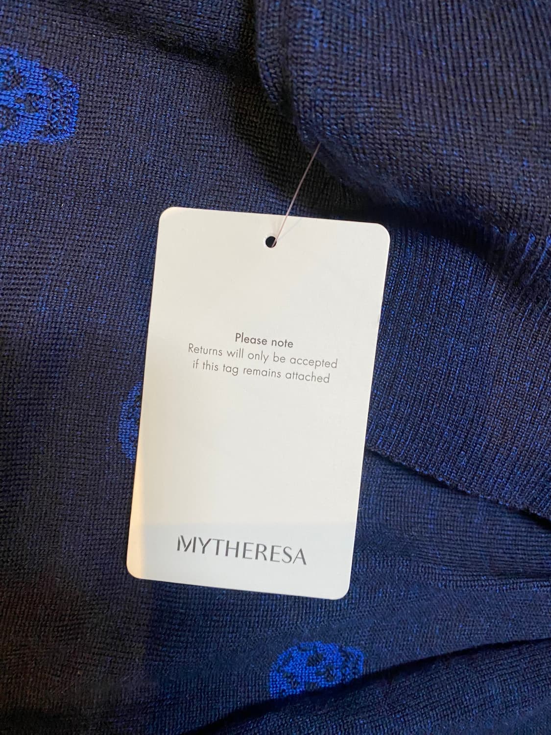 알렉산더맥퀸 스컬 자수 울 니트 L 블루 새상품 상품이미지6