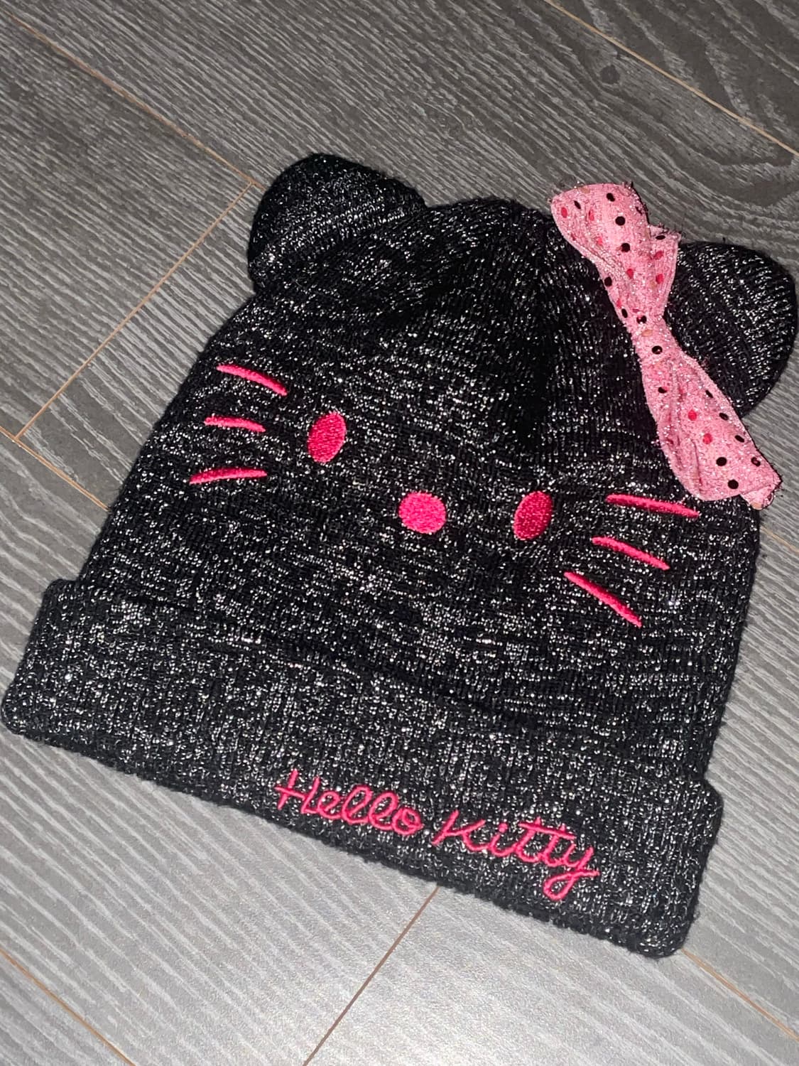 12s 고전키티 헬로키티 산리오 갸루 글리터 리본 네코미미 블랙핑크 비니 상품이미지1