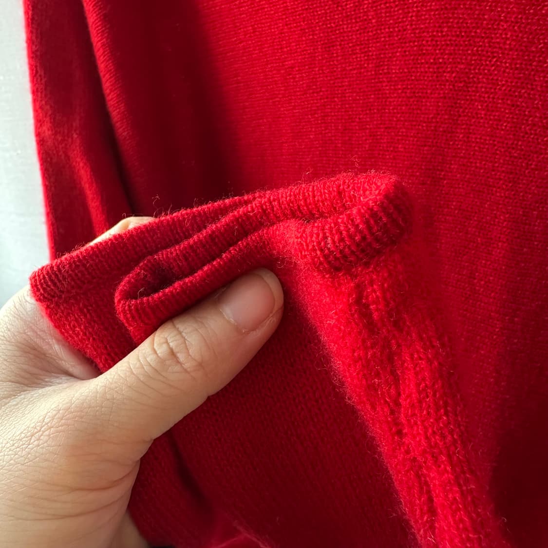 랄프로렌 100% 캐시미어 브이넥 니트 스웨터 레드 S 상품이미지6