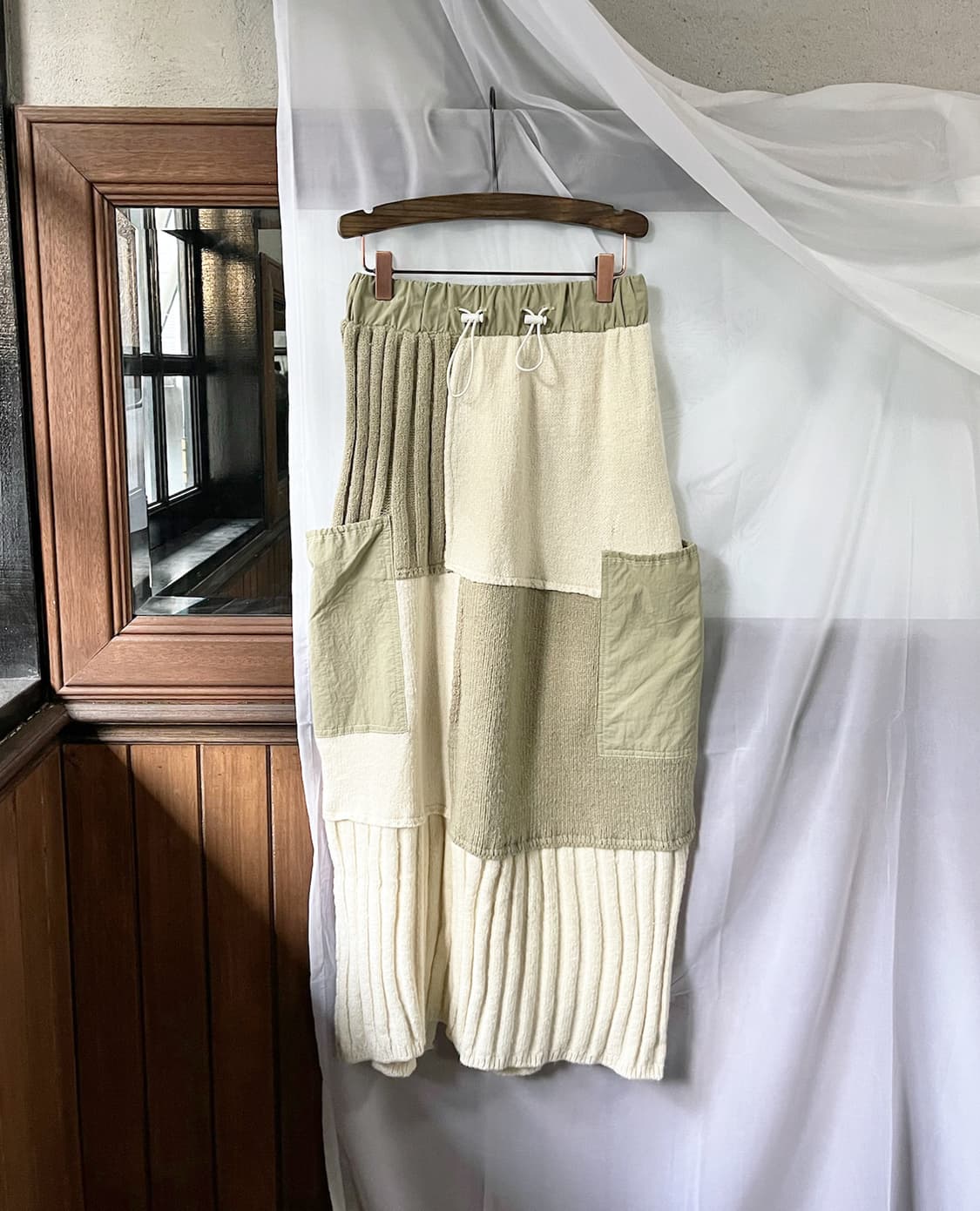 KASTANE patchwork knit mix skirt 상품이미지7