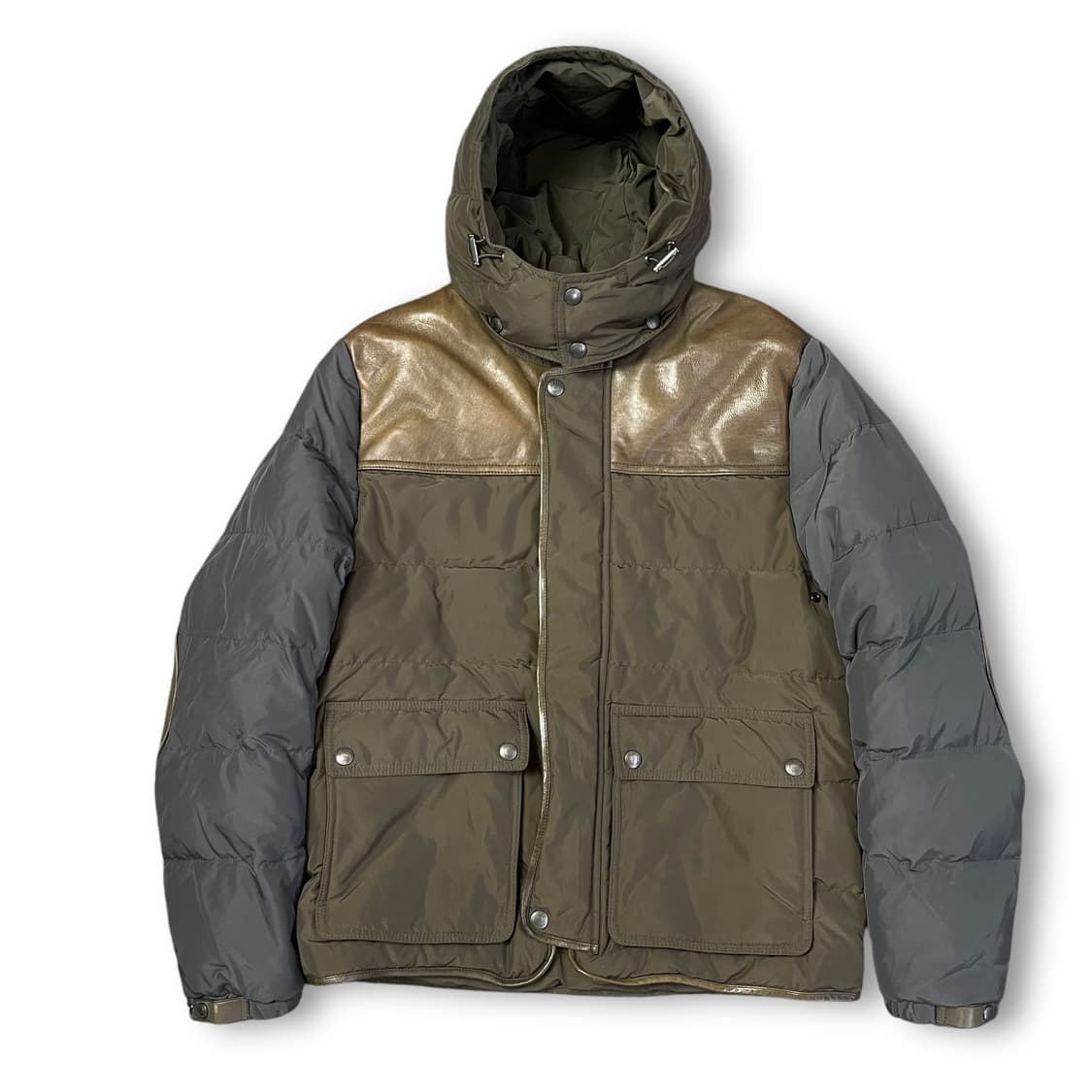 COACH 브라운 레더포인트 덕다운 후드 패딩 점퍼 S 상품이미지1