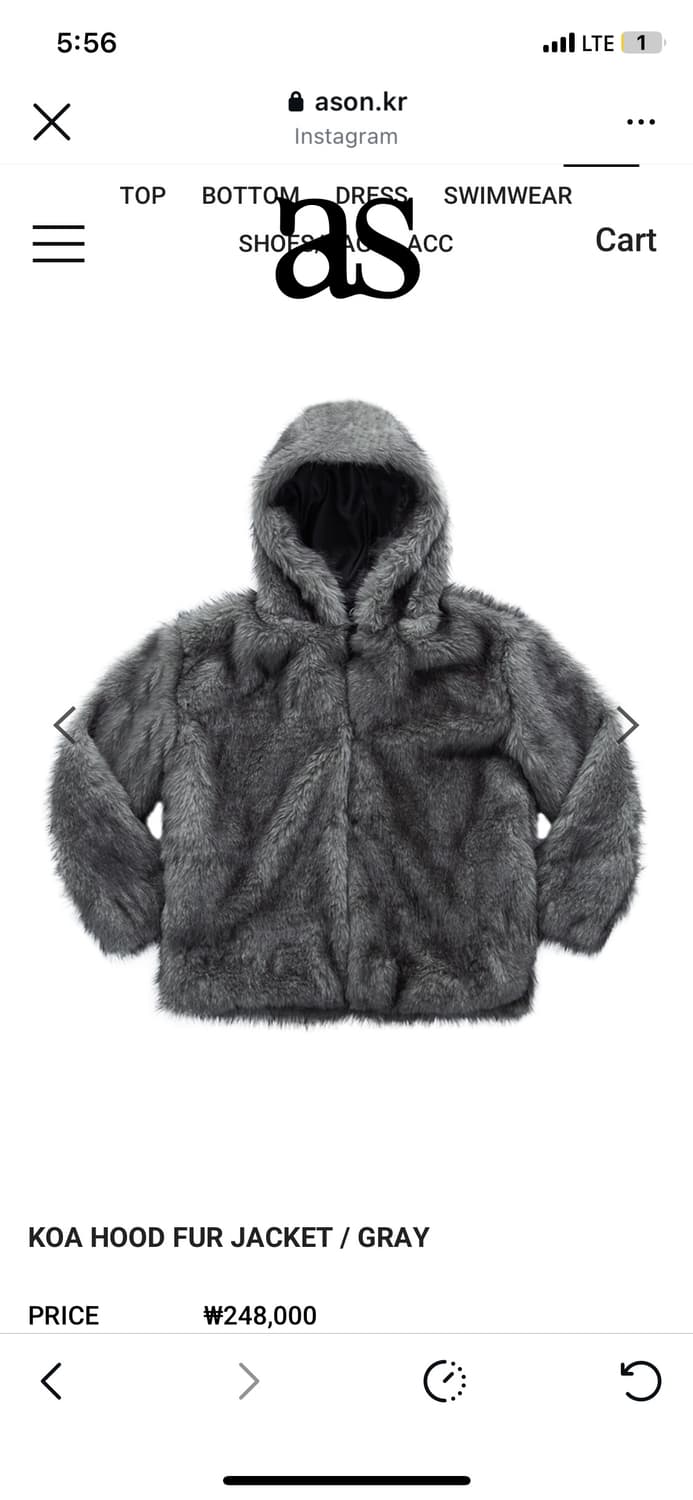 AS ON  KOA HOOD FUR JACKET / GRAY 상품이미지2