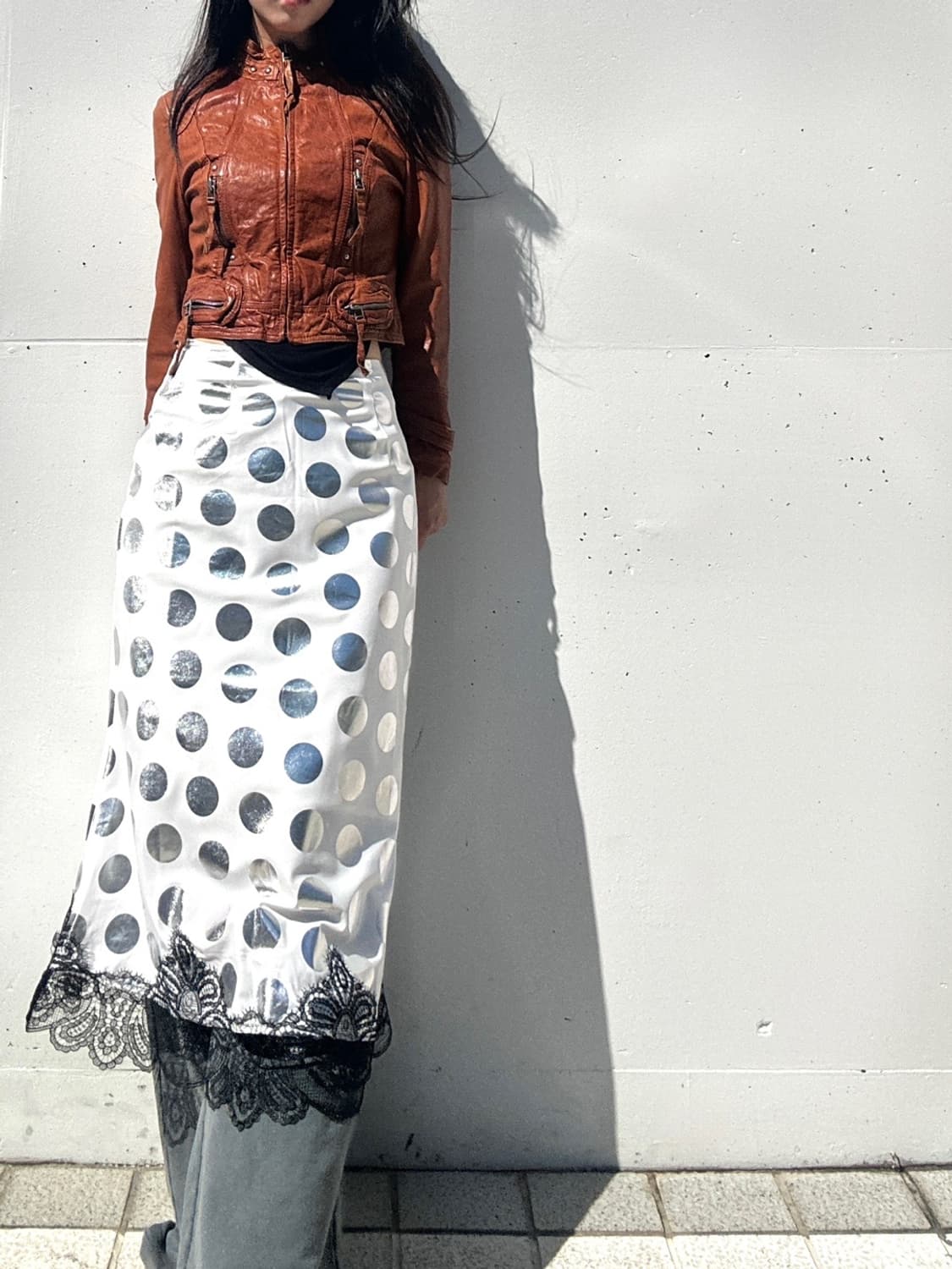 Stud short leather jacket / orange brown 상품이미지6