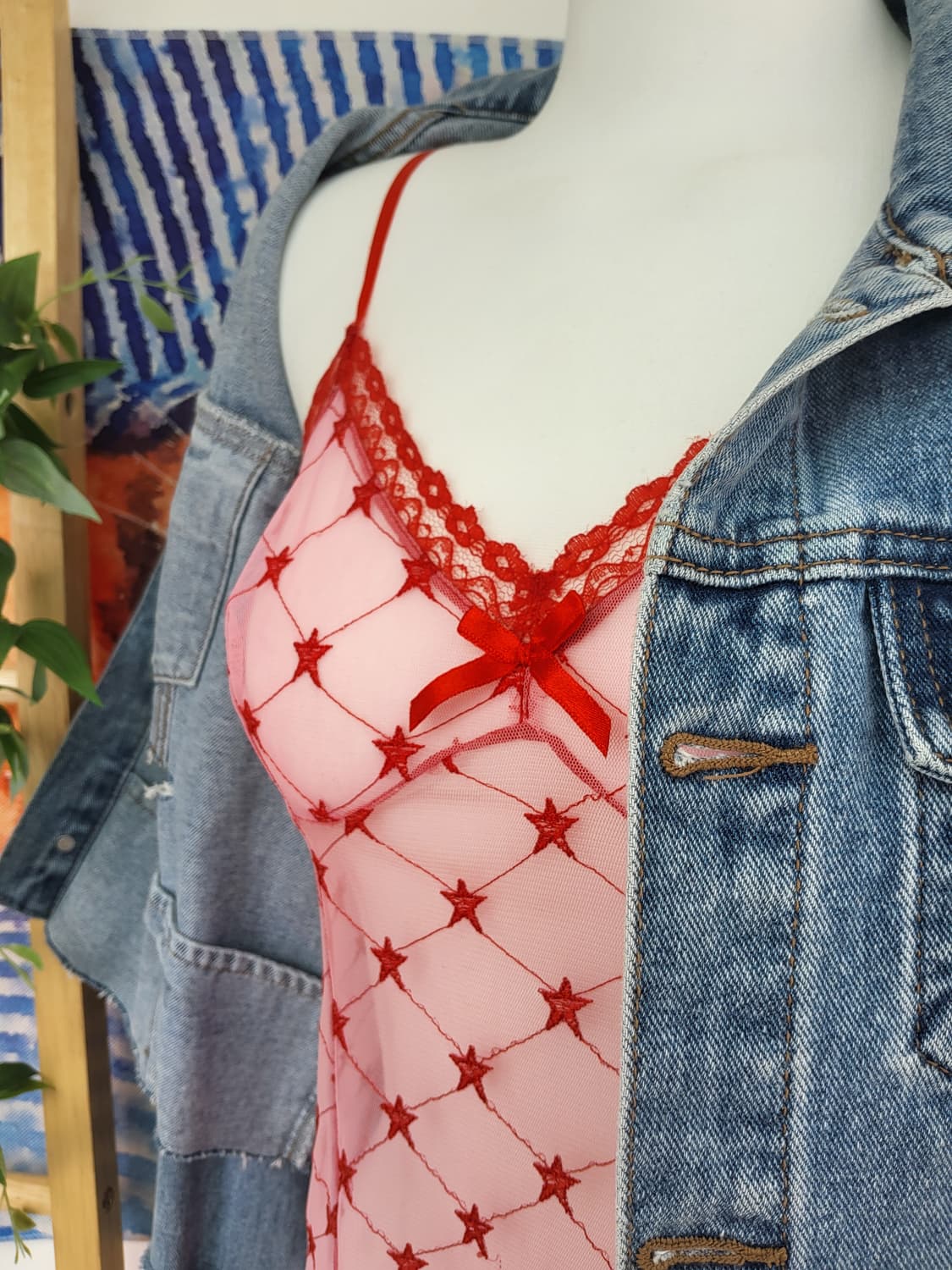 러블리 스타 레드 슬립 빈티지 레이어드 상품이미지2