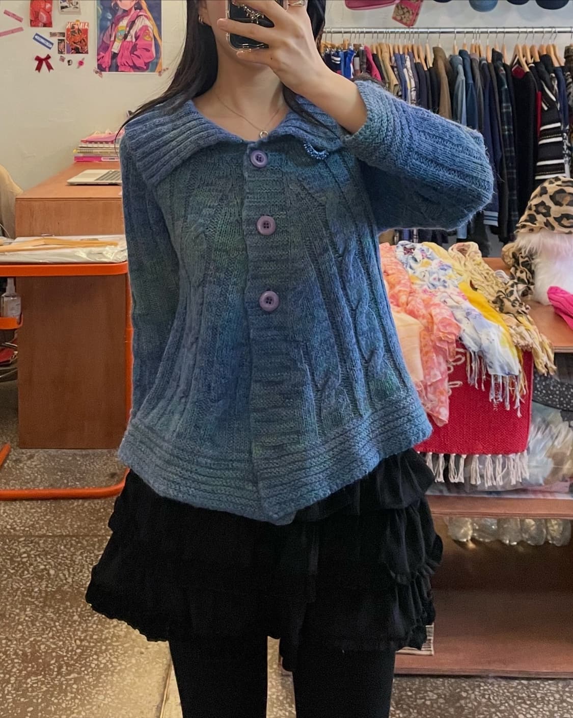 블루멜란지 니트 가디건[무배] 상품이미지1