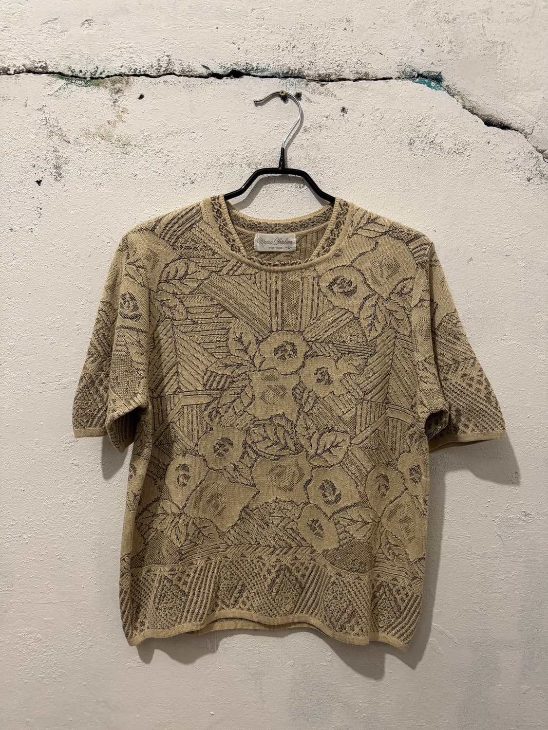 플라워 자수 반팔 니트 상품이미지1