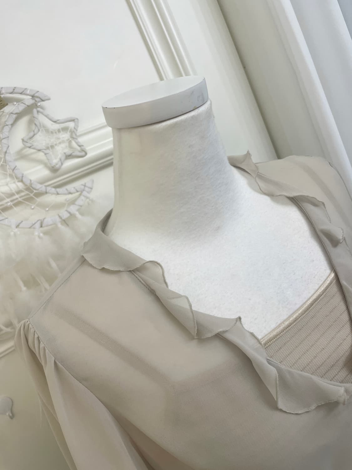 cool beige ruffle bow blouse&glitter lin 상품이미지7
