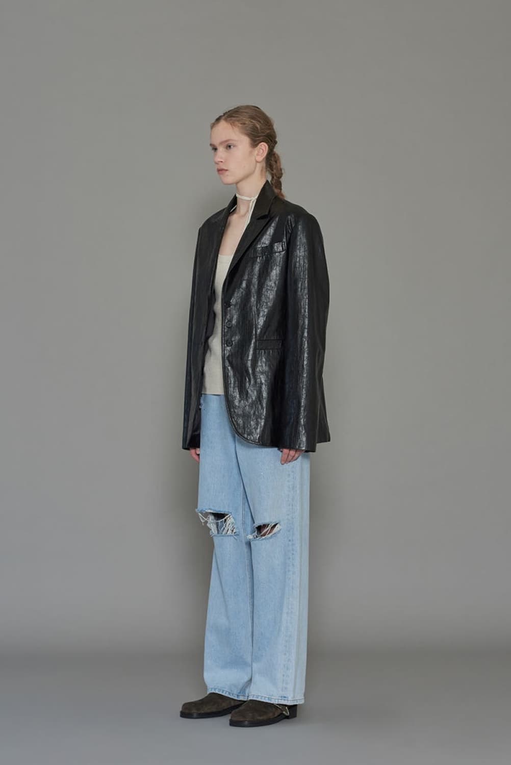 다이애그널 레더 자켓 상품이미지6