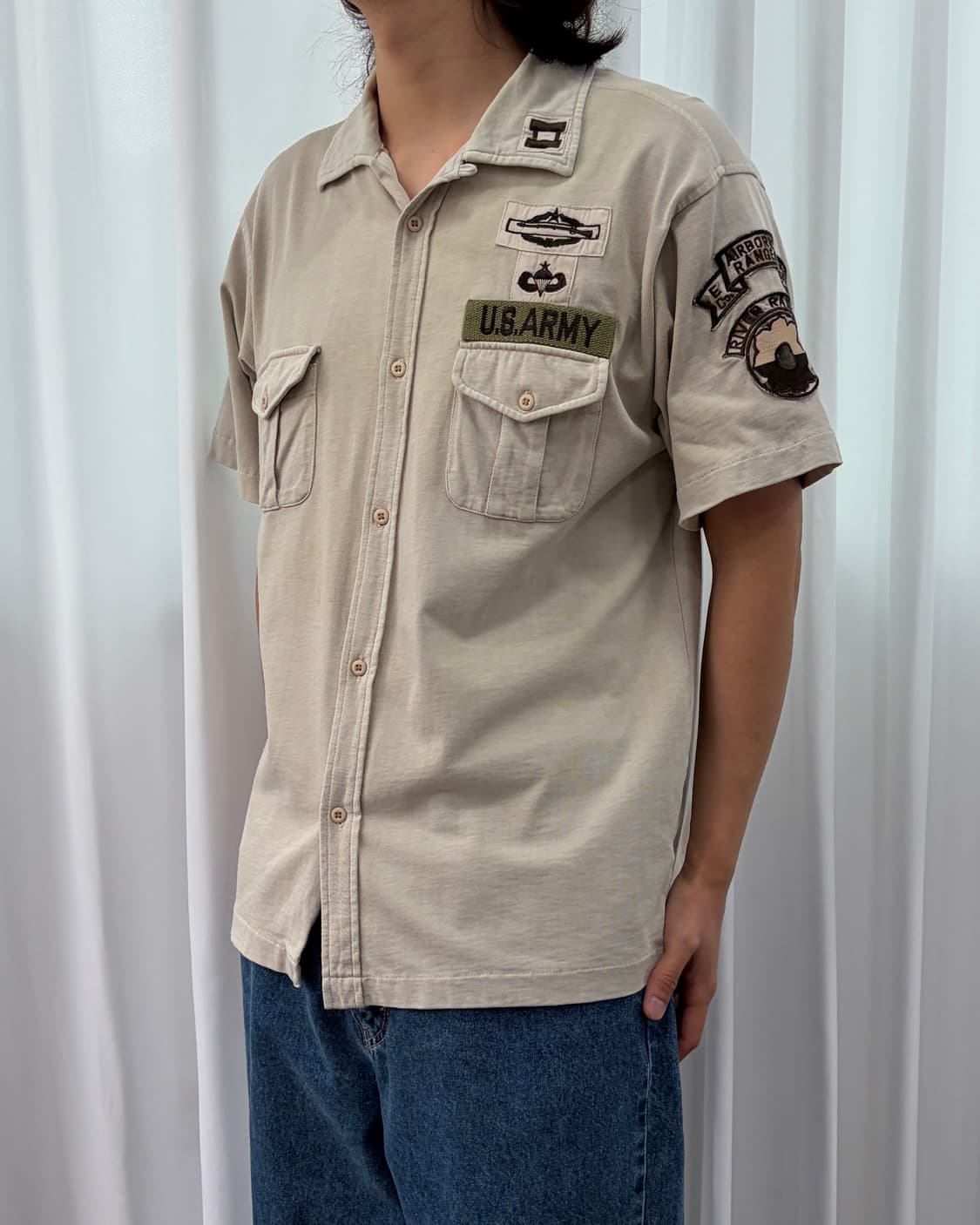 [M]아비렉스 밀리터리 스판덱스 반팔 셔츠 상품이미지1