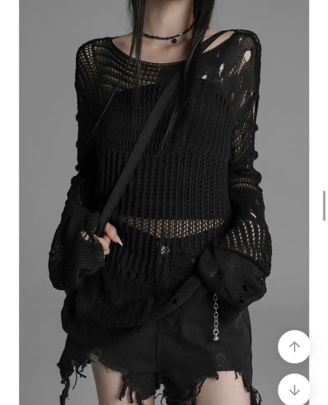 스코 데미지 니트 블랙 상품이미지2