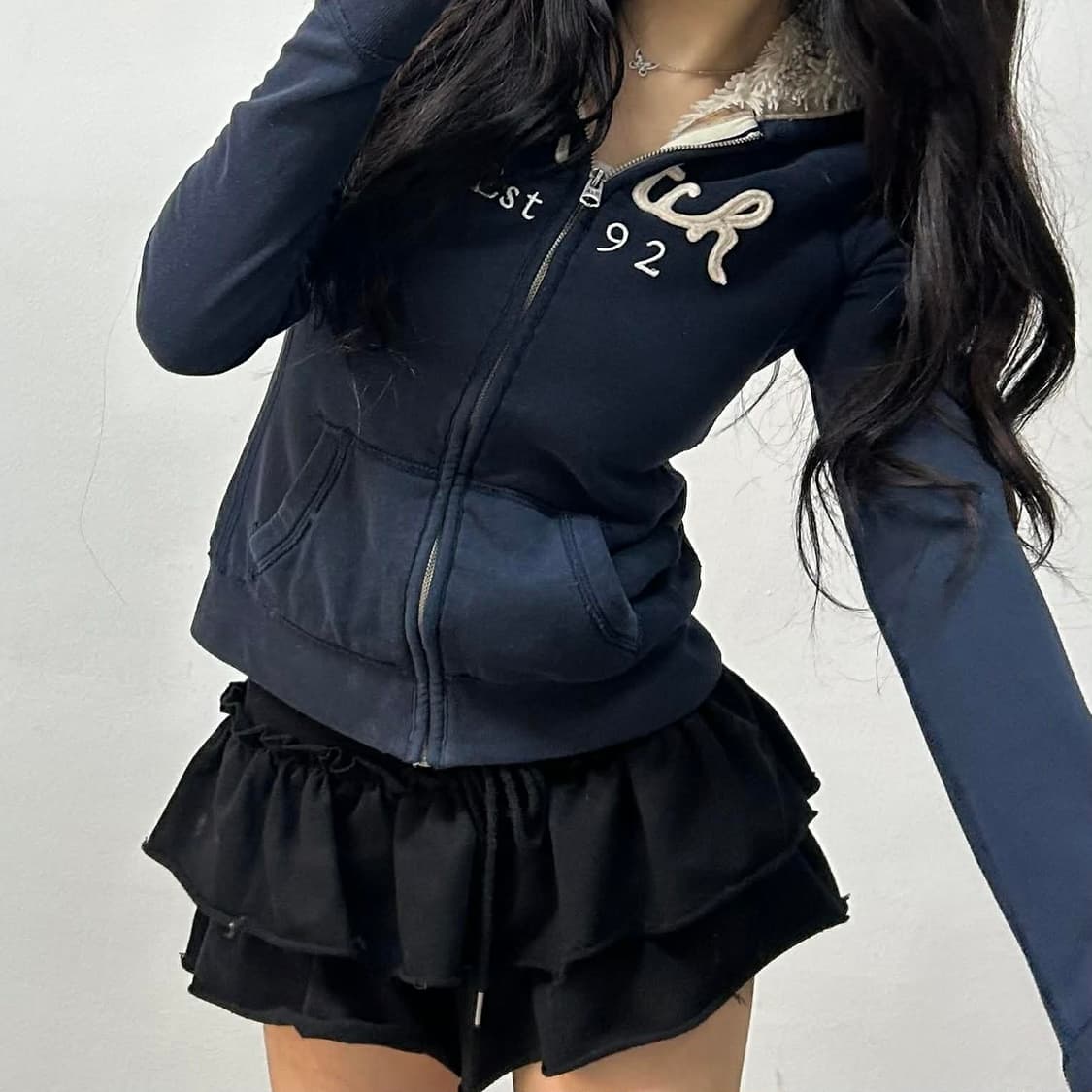 아베크롬비 y2k 울프죠 대대장 후드집업 희귀져지(S) 상품이미지2
