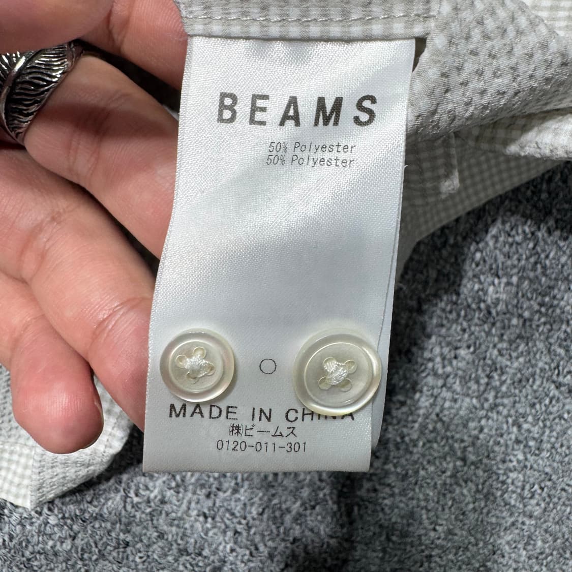 BEAMS 캠프 칼라 체크셔츠 그레이 ( L/OLD-7524 ) 상품이미지6