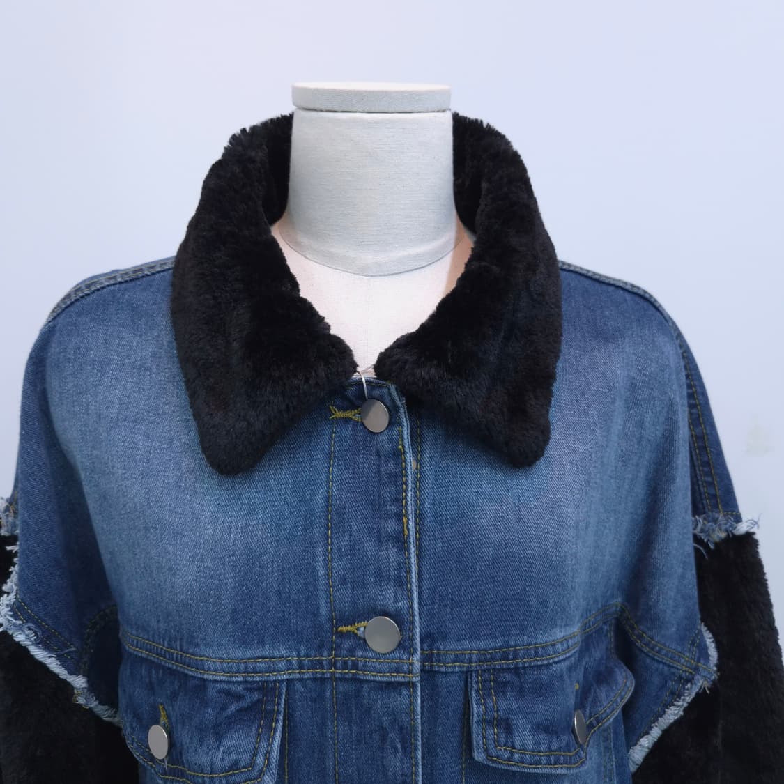 오버핏 빈티지 퍼 데님자켓 상품이미지2