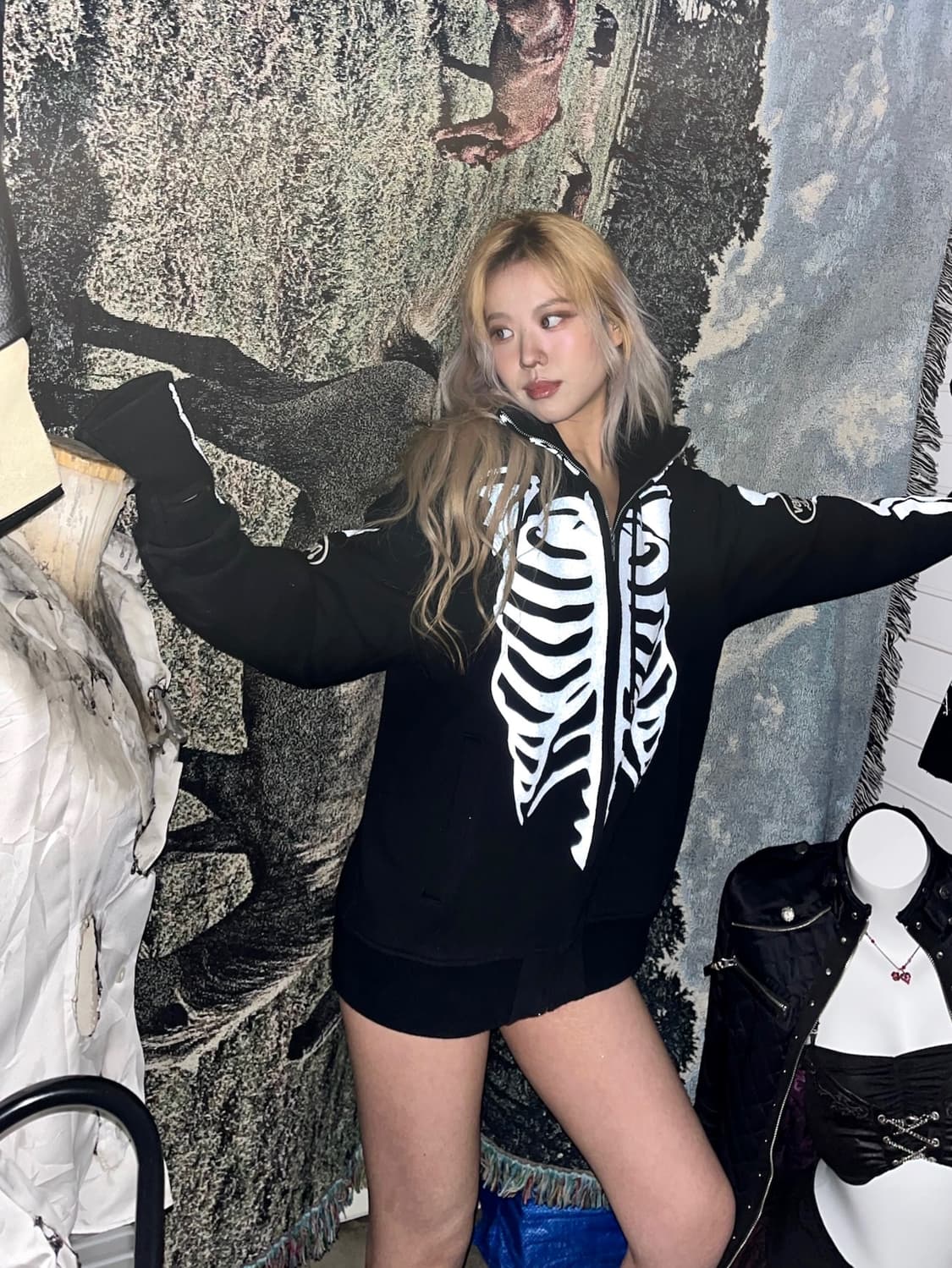 밴슨 오버핏 풀 아트워크 본 후드집업 상품이미지8