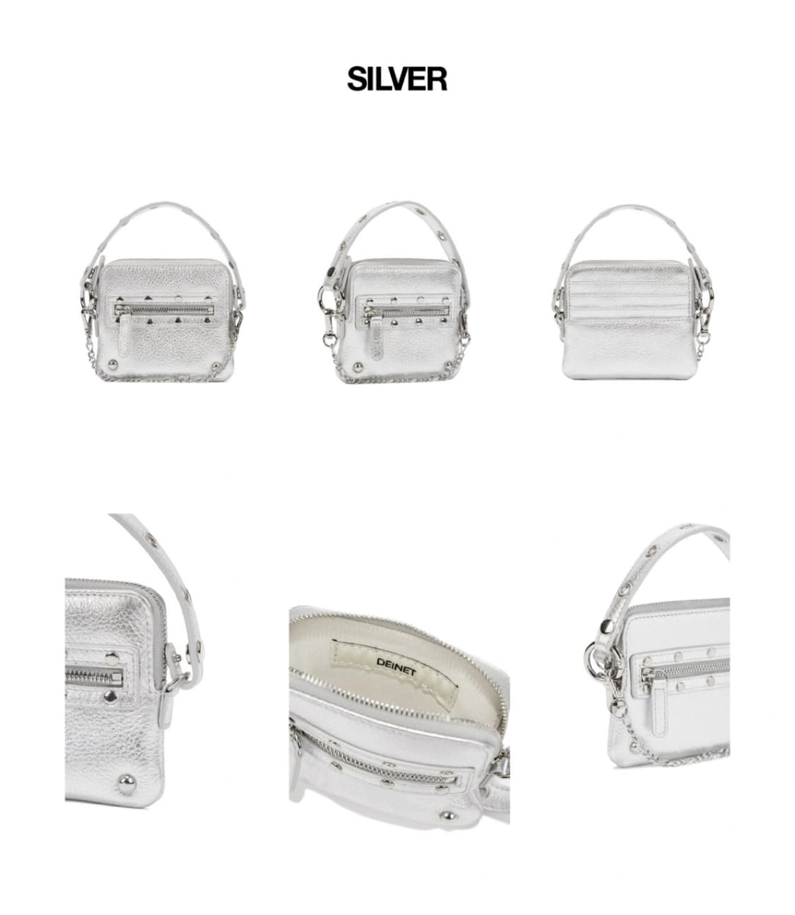 다이닛 스터드 크로스 체인 지갑 가방(실버) 상품이미지1