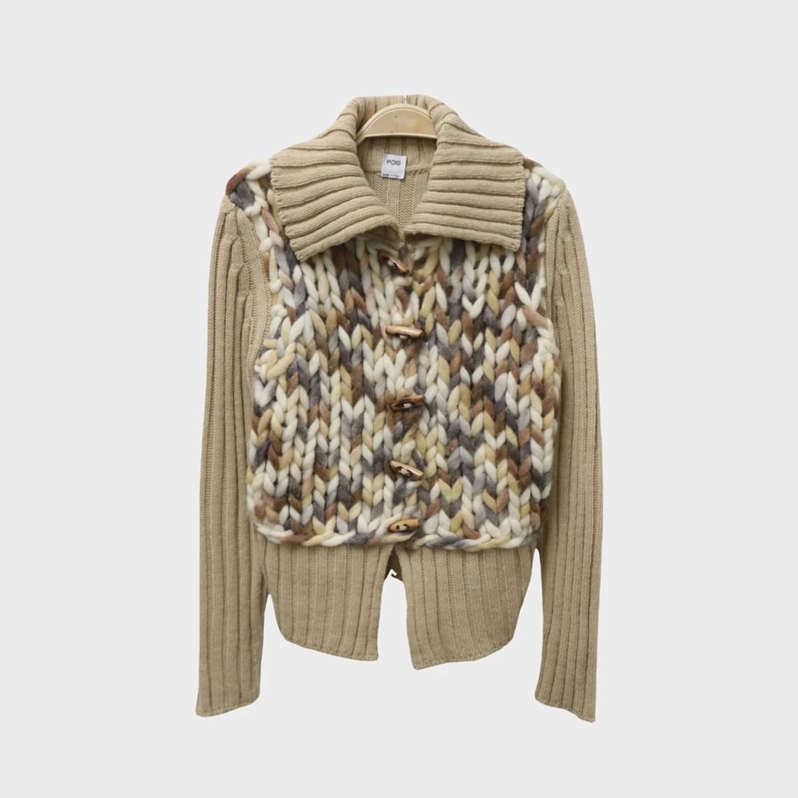 POIS 울 혼방 니트 짜임 포인트 버클 가디건 62172 상품이미지1