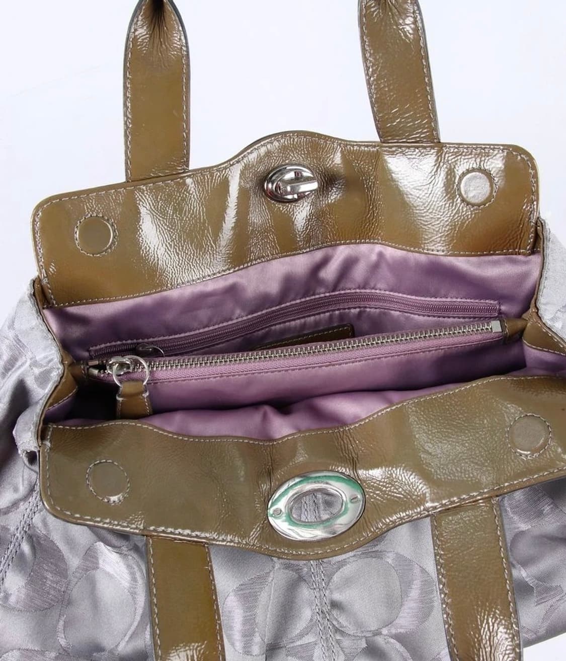 rare) 코치 블루 실버 새틴백 🧊🩶 + 퍼플 안감 👾 상품이미지3