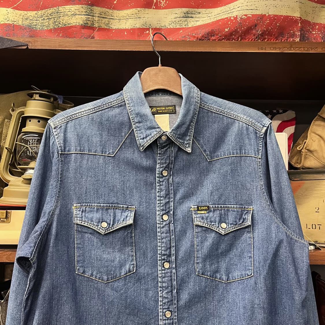 00s LEE 리 오리지널 펄 스냅 웨스턴 데님 워크 셔츠 N421 상품이미지3