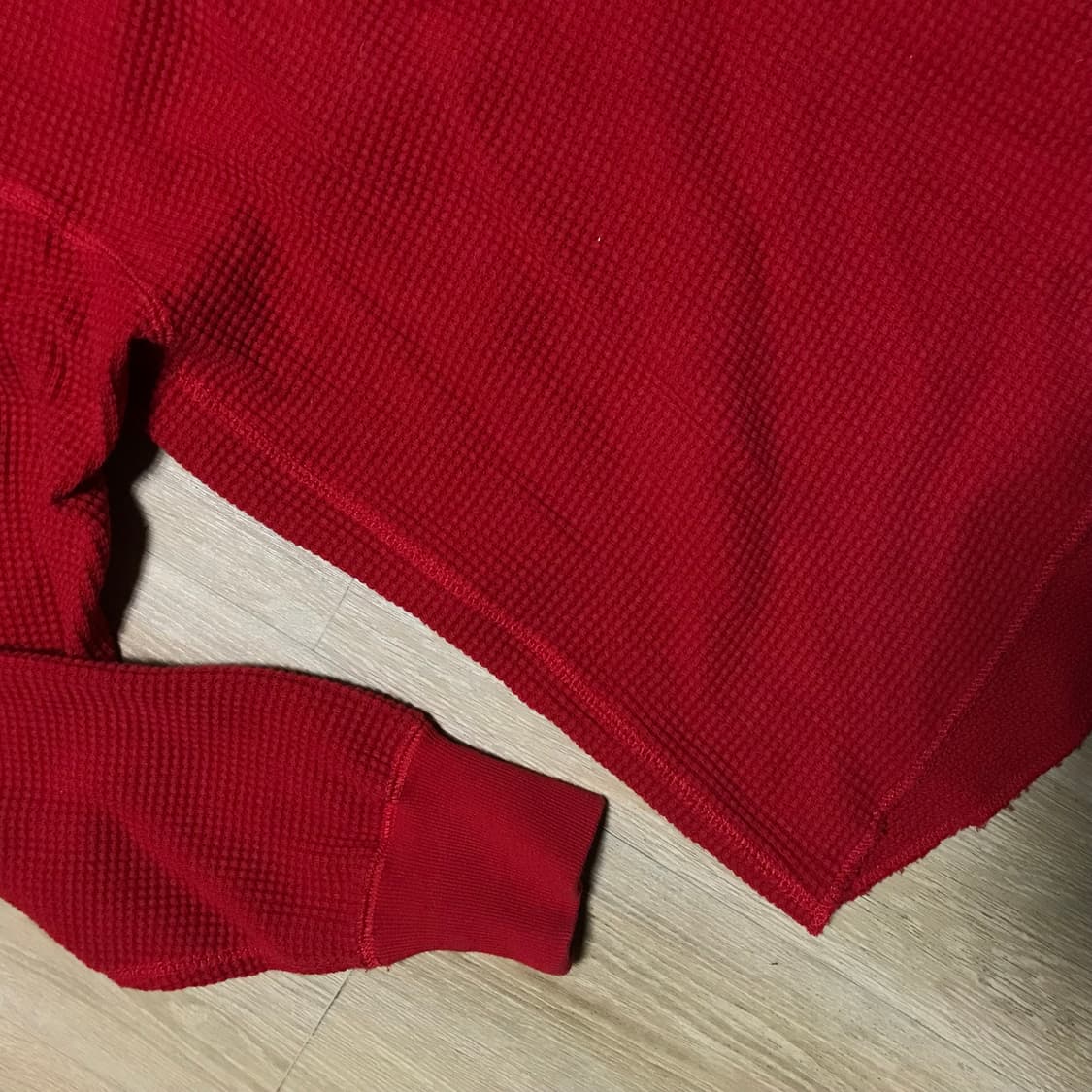 재팬 빈티지 레드 와플 버튼 헨리넥 상품이미지3