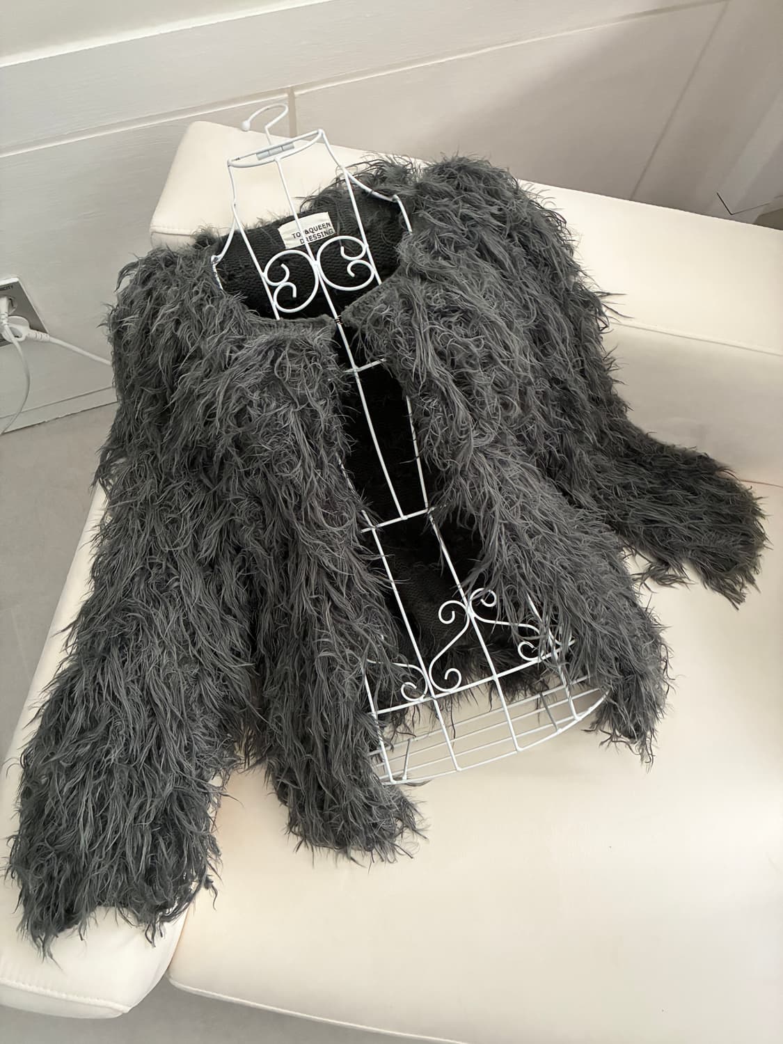 그레이 그런지 퍼 가디건 상품이미지1