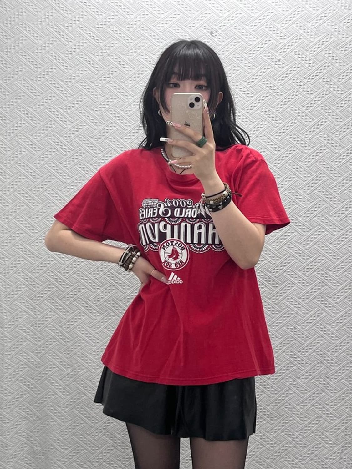 아디다스 빈티지 레트로 펑크 보스턴레드삭스 반팔티 M C11423 상품이미지1