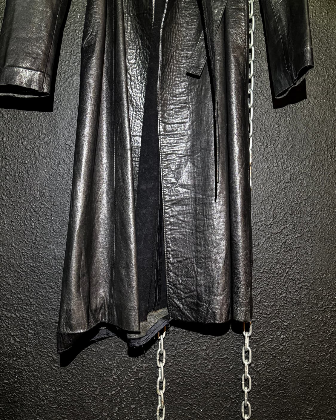 Black fur-trimmed lambskin long coat 상품이미지5