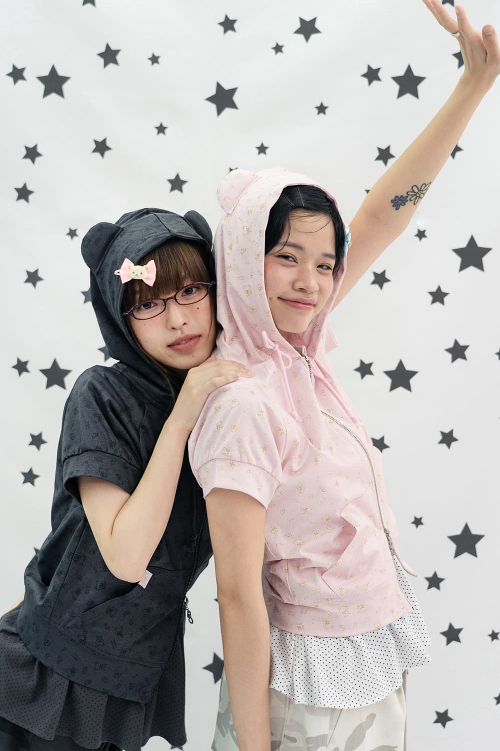 허그유어스킨 코리락쿠마 프린트 후드집업 반팔 후드 리락쿠마 후디 쿠마미미 상품이미지3