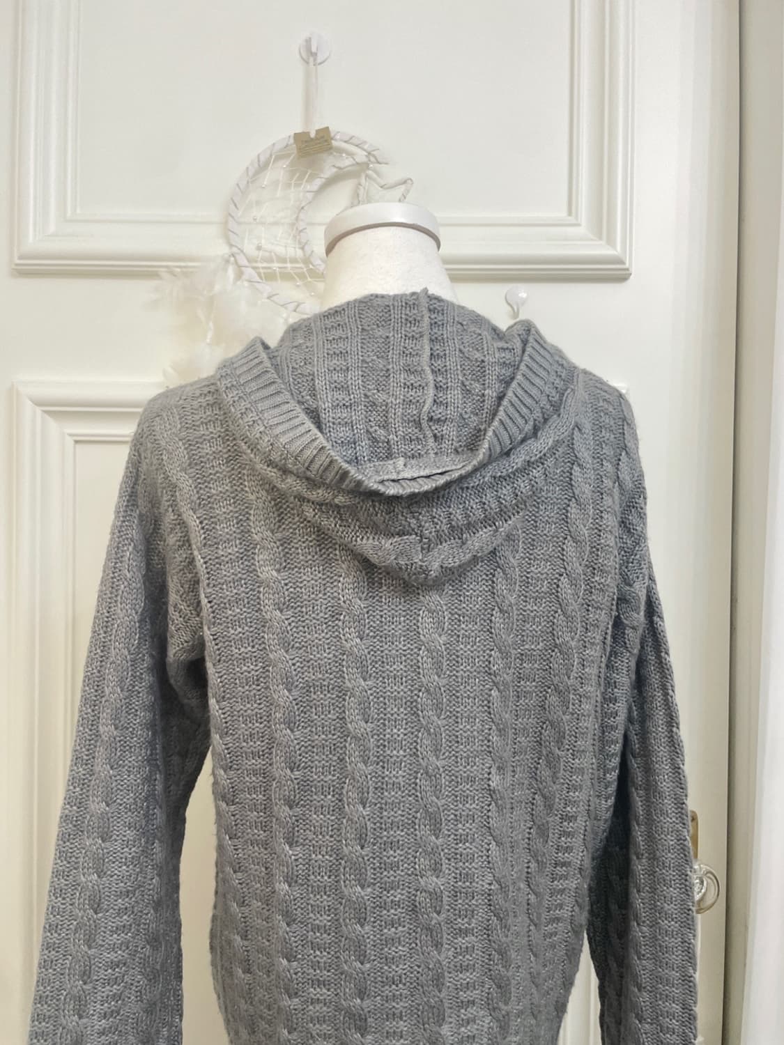 charcoal gray twist basic knit hoodie-zi 상품이미지4