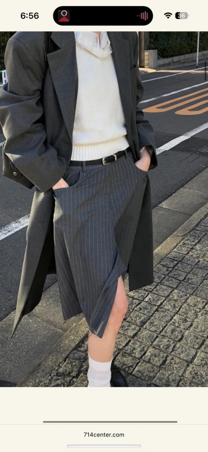 714센터 LIMI PANTS SKIRT 그레이 스트라이프 치마 상품이미지3