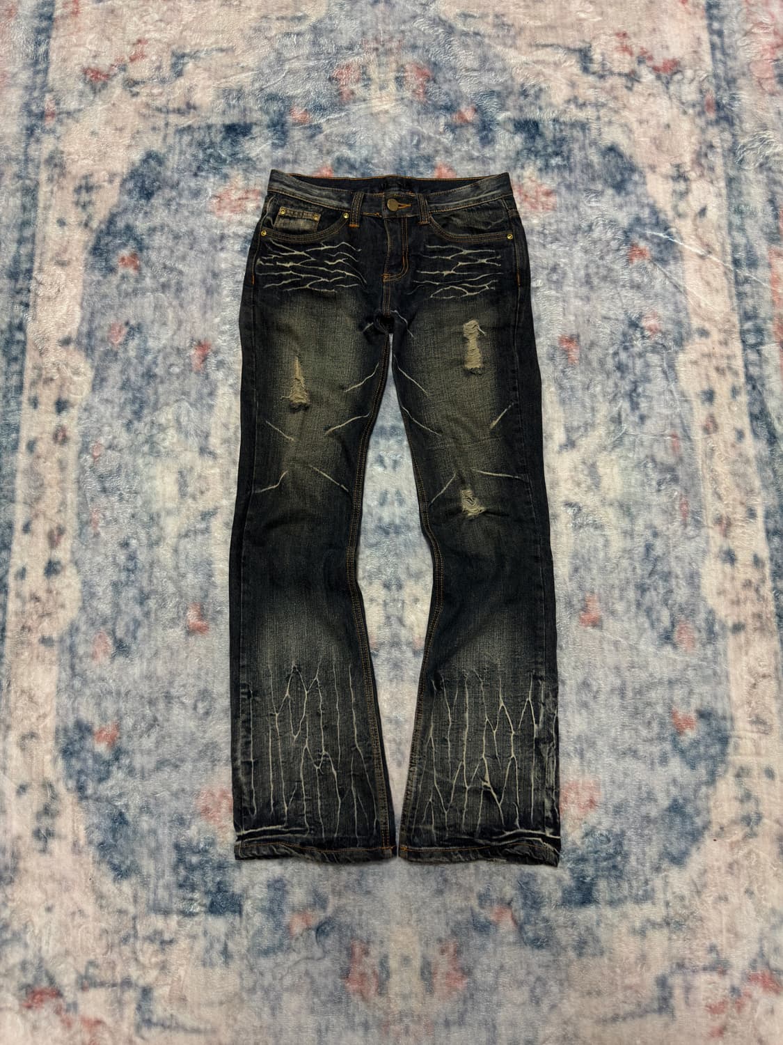Black baccara wave washed boot cut denim 상품이미지2