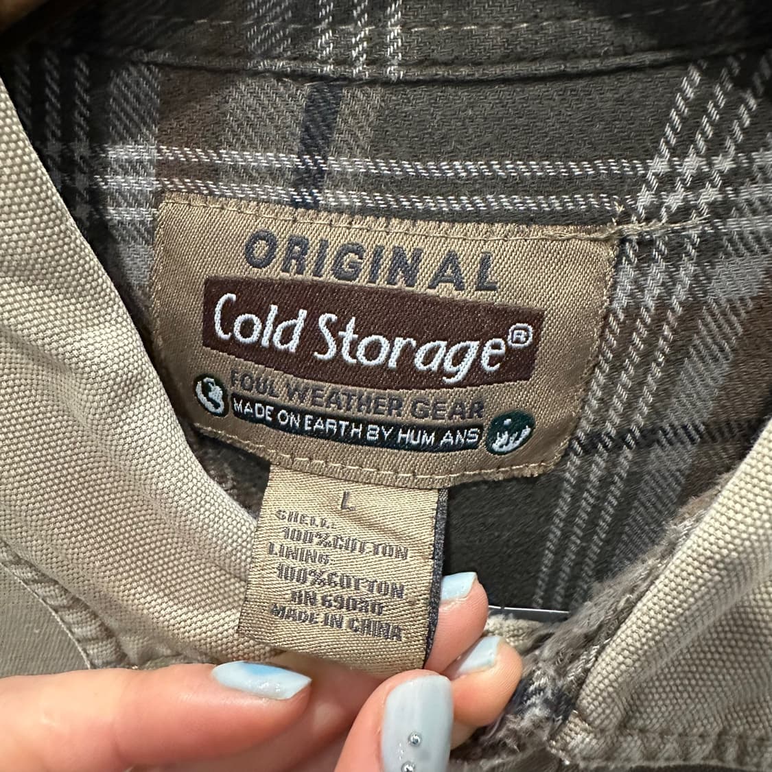 USA VINTAGE 워크셔츠 체크안감 투포켓 스냅버튼 디테일 베이지 상품이미지5