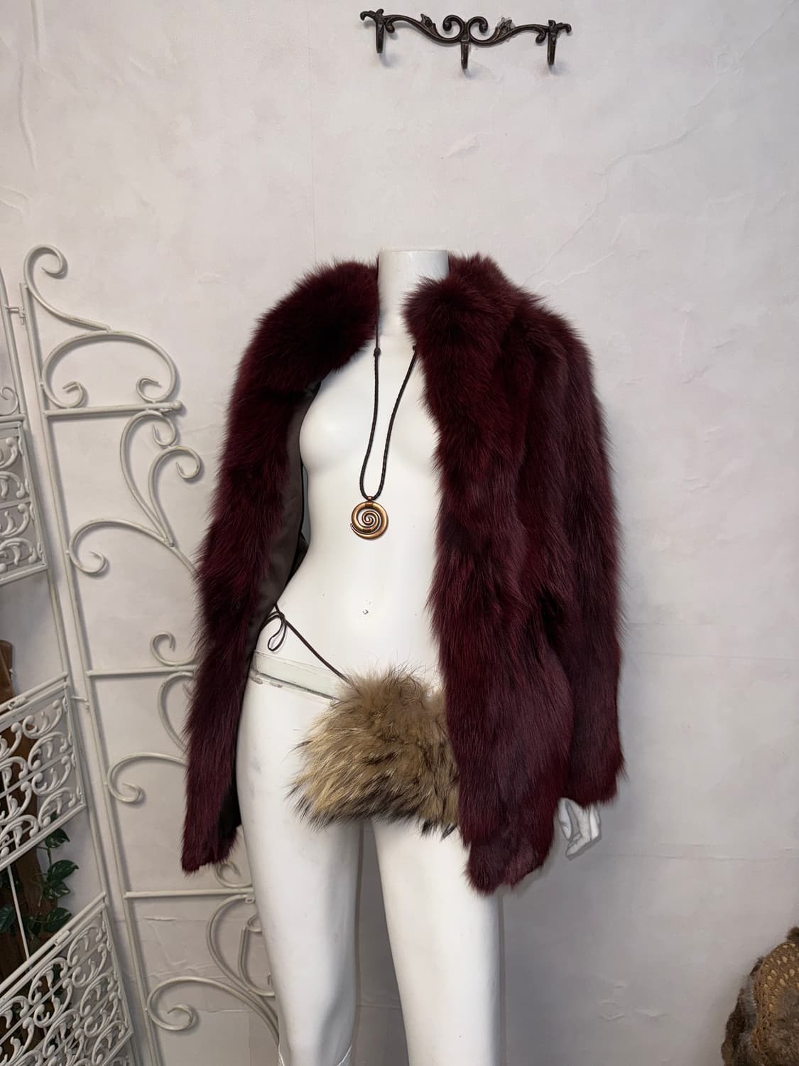 SAGA FOX burgundy fox fur coat jacket  상품이미지5