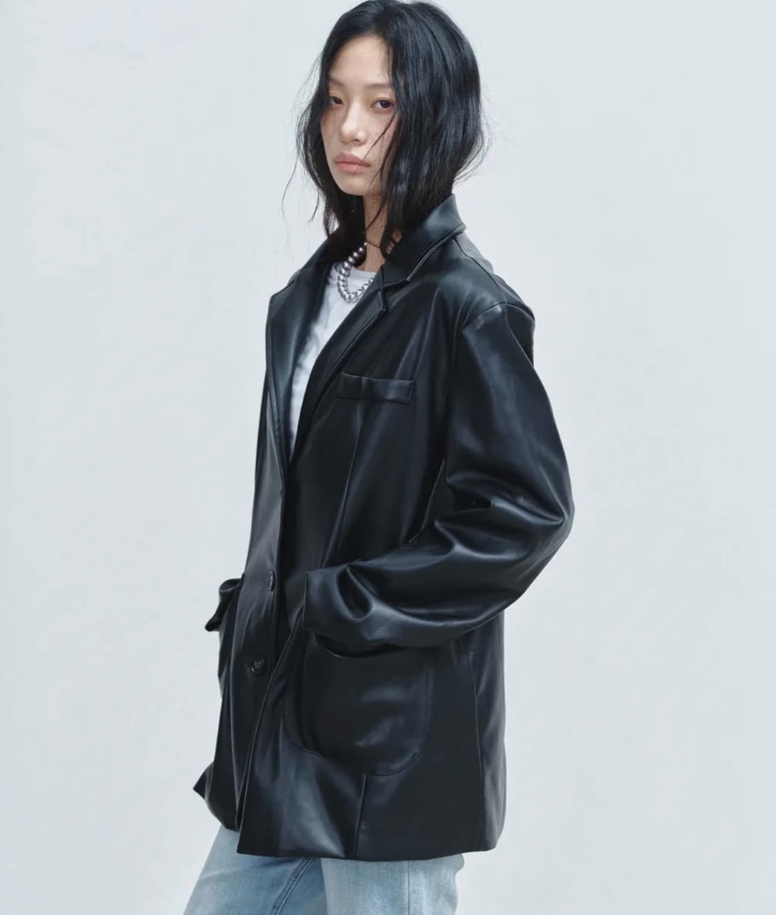 닉앤닉콜 시그니처 비건 레더 자켓 상품이미지3