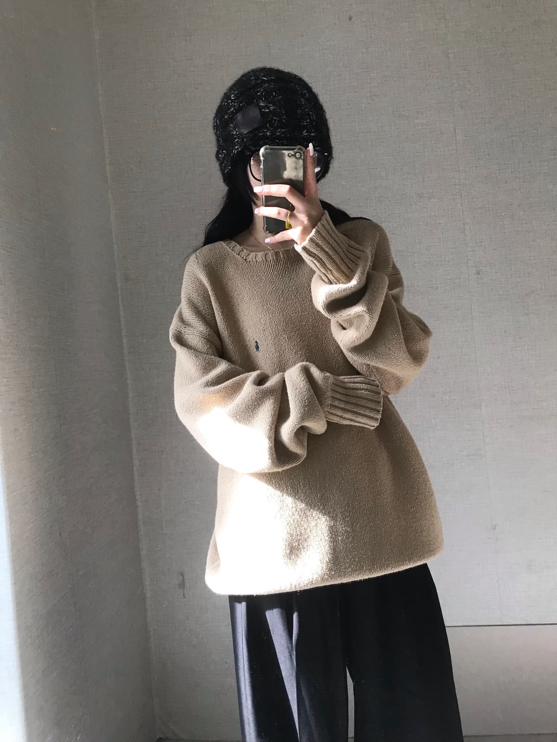 폴로 베이지 오버핏 니트 상품이미지4